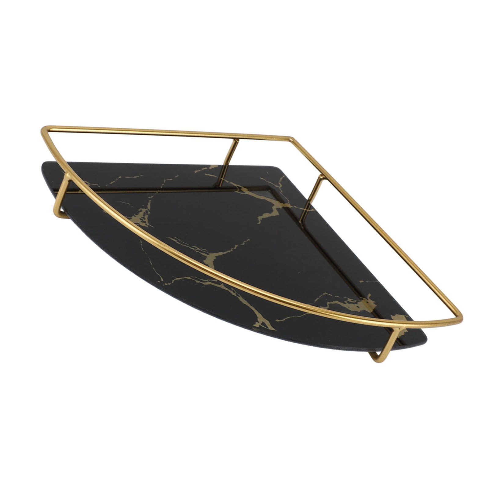 Bathroom Storage Tray Light Luxury Decorative Golden Texture Triangle Bathroom Organiser Tray for Soap Towel Paper Napkins Jewellery Makeup Black - Image 6