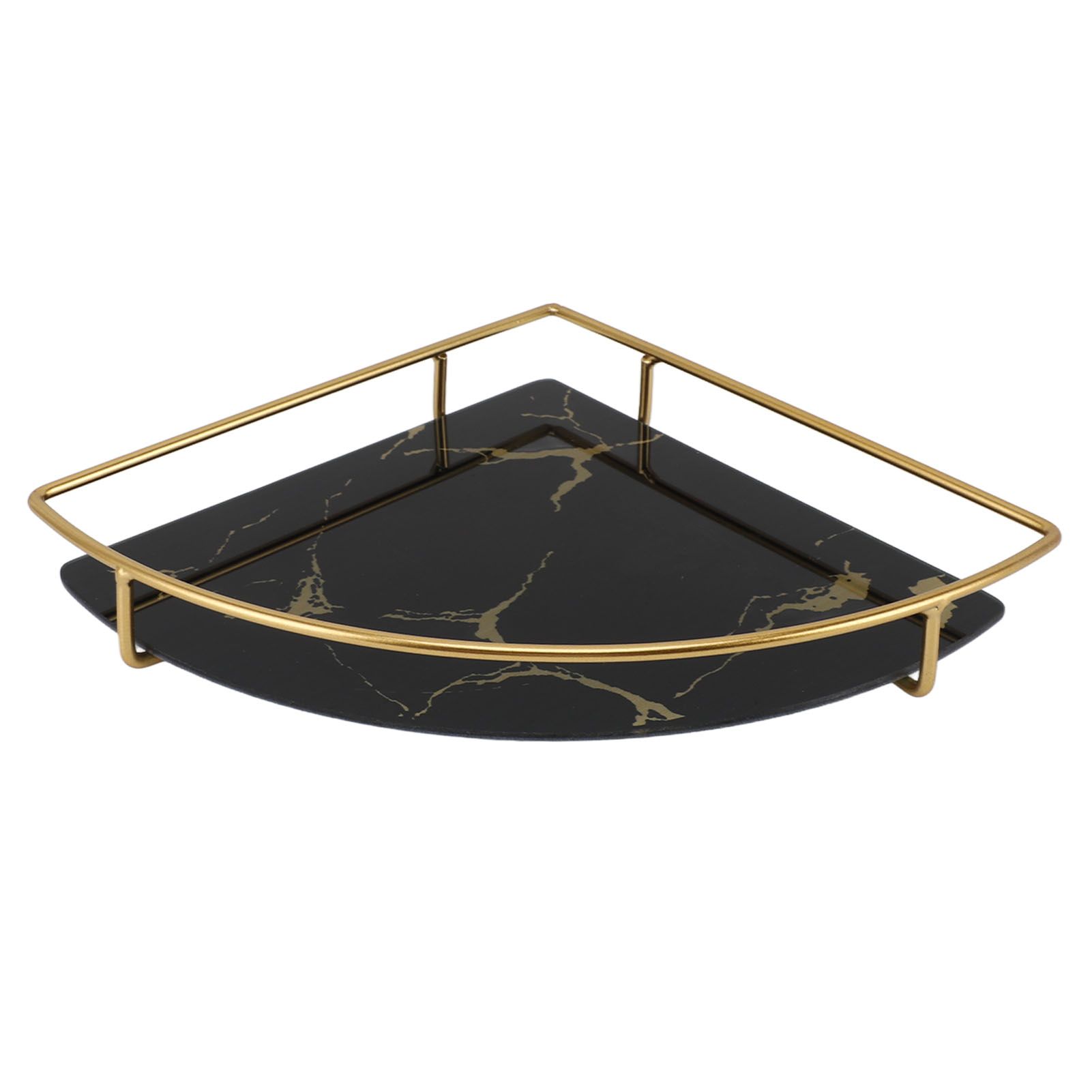 Bathroom Storage Tray Light Luxury Decorative Golden Texture Triangle Bathroom Organiser Tray for Soap Towel Paper Napkins Jewellery Makeup Black - Image 7
