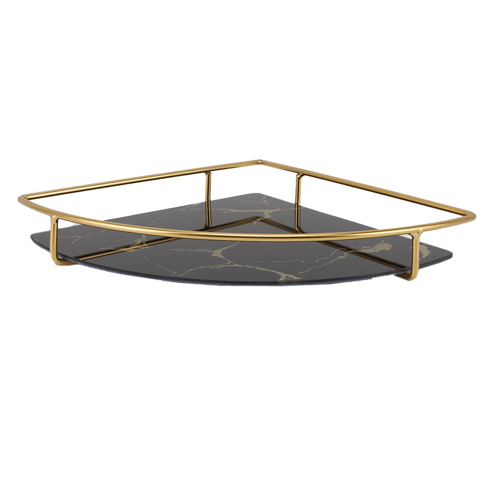 Bathroom Storage Tray Light Luxury Decorative Golden Texture Triangle Bathroom Organiser Tray for Soap Towel Paper Napkins Jewellery Makeup Black - Image 8