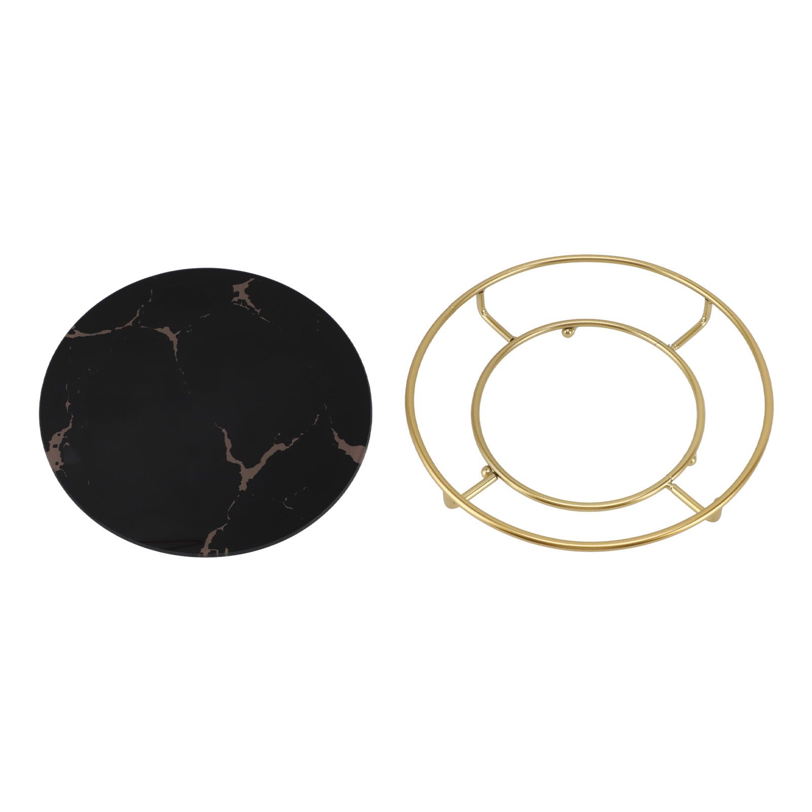 Bathroom Tray Skid Resistant Bathroom Vanity Tray Stylish Elegant Countertop Organizer Tray for Cosmetics Jewelry Black Round - Image 1