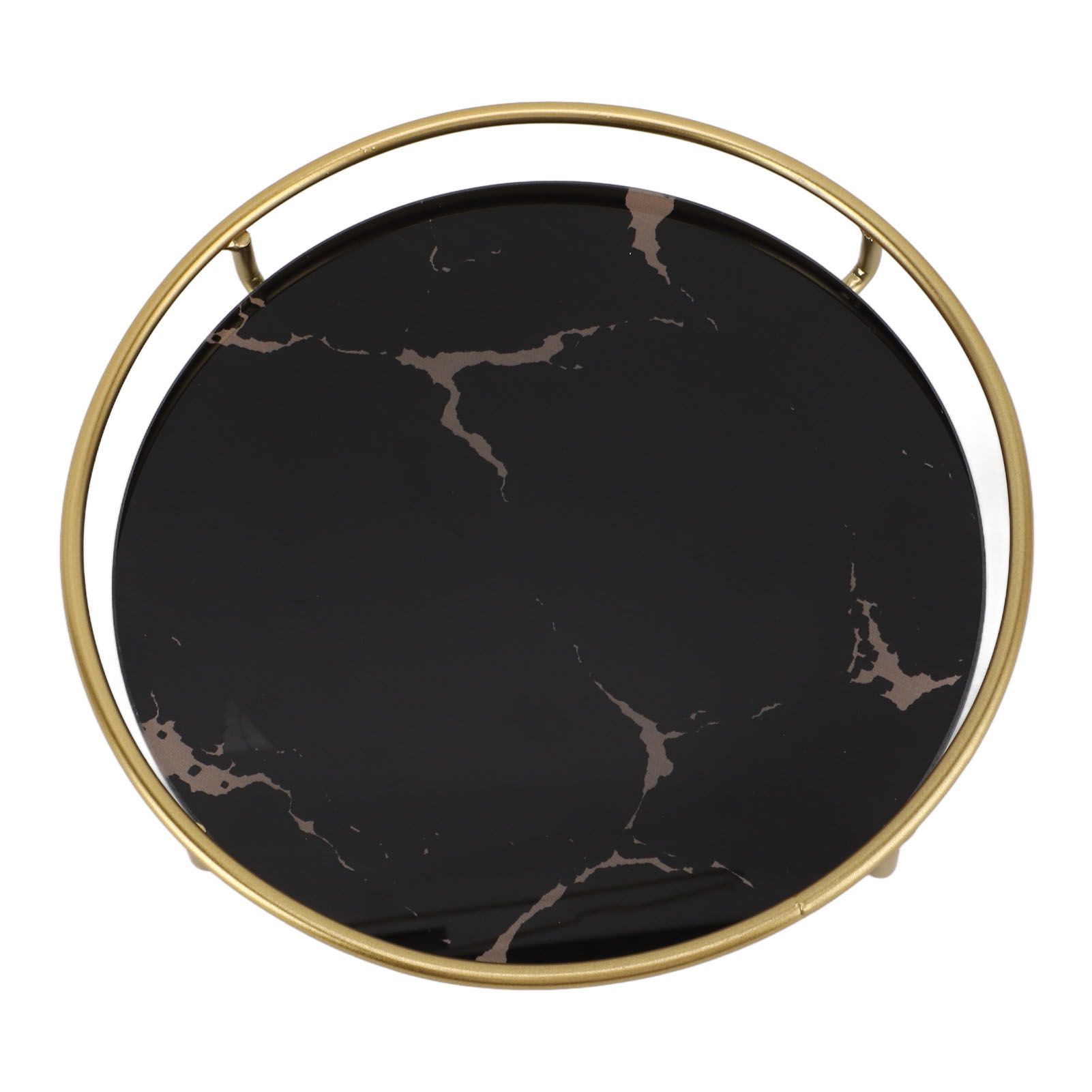 Bathroom Tray Skid Resistant Bathroom Vanity Tray Stylish Elegant Countertop Organizer Tray for Cosmetics Jewelry Black Round - Image 2