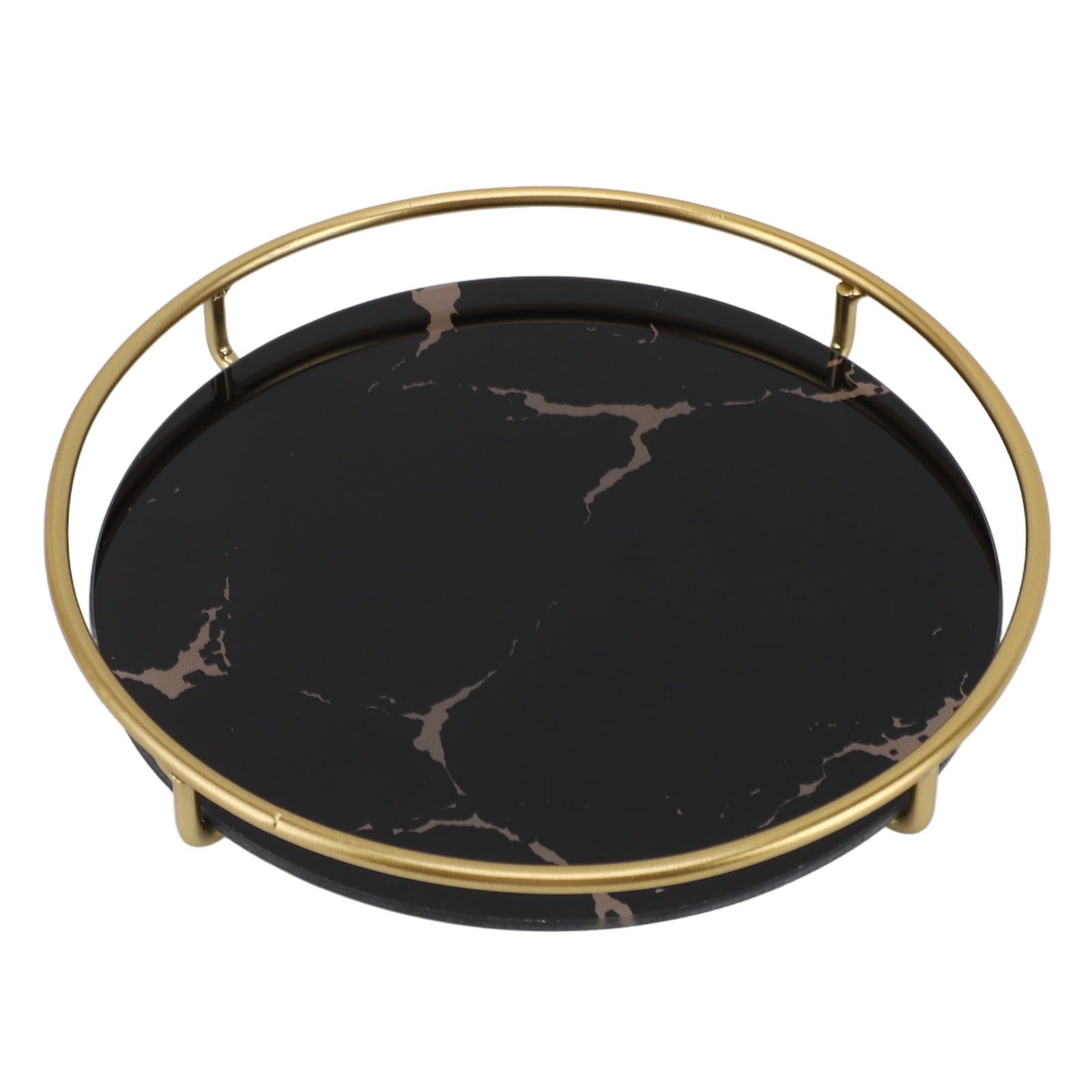 Bathroom Tray Skid Resistant Bathroom Vanity Tray Stylish Elegant Countertop Organizer Tray for Cosmetics Jewelry Black Round - Image 6
