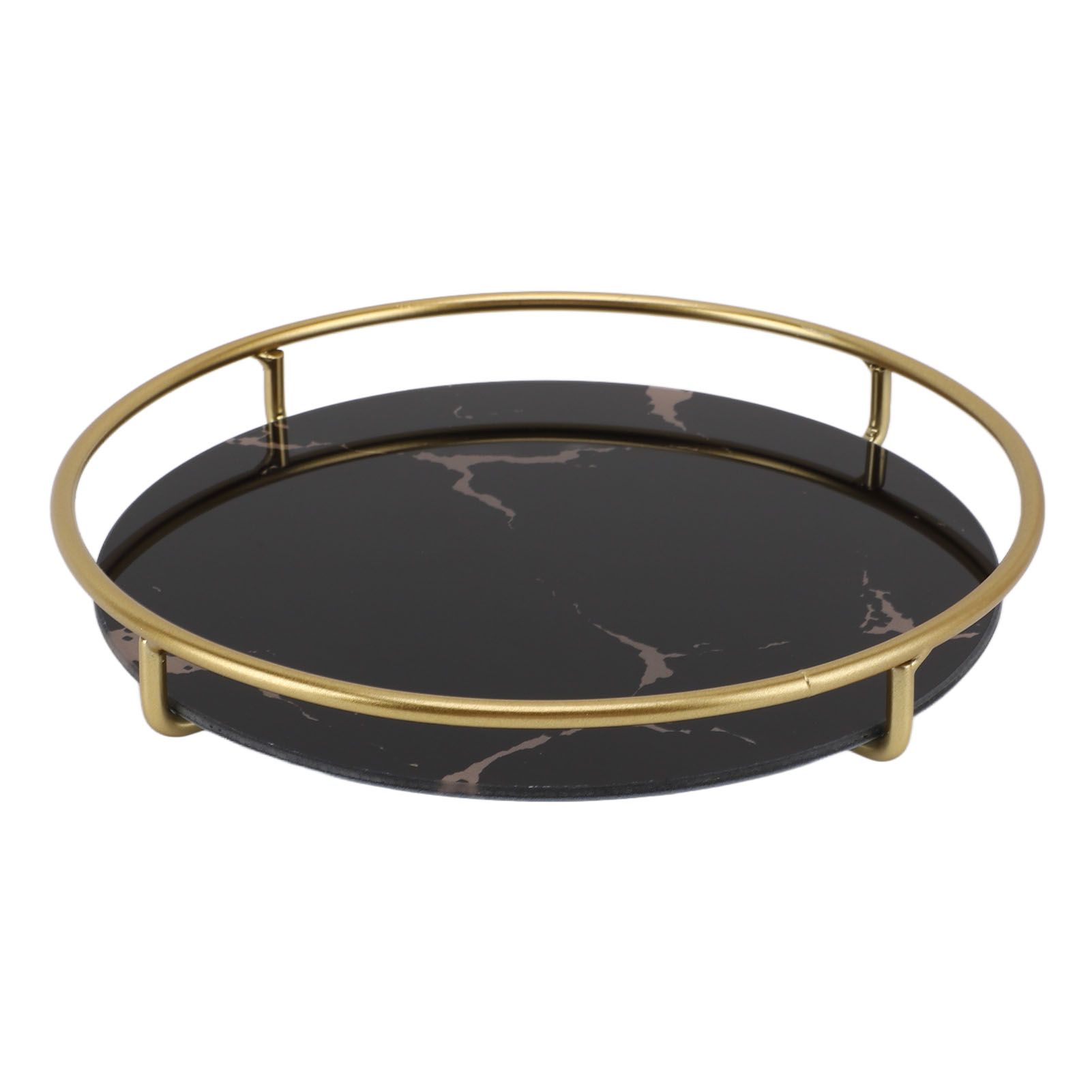 Bathroom Tray Skid Resistant Bathroom Vanity Tray Stylish Elegant Countertop Organizer Tray for Cosmetics Jewelry Black Round - Image 7