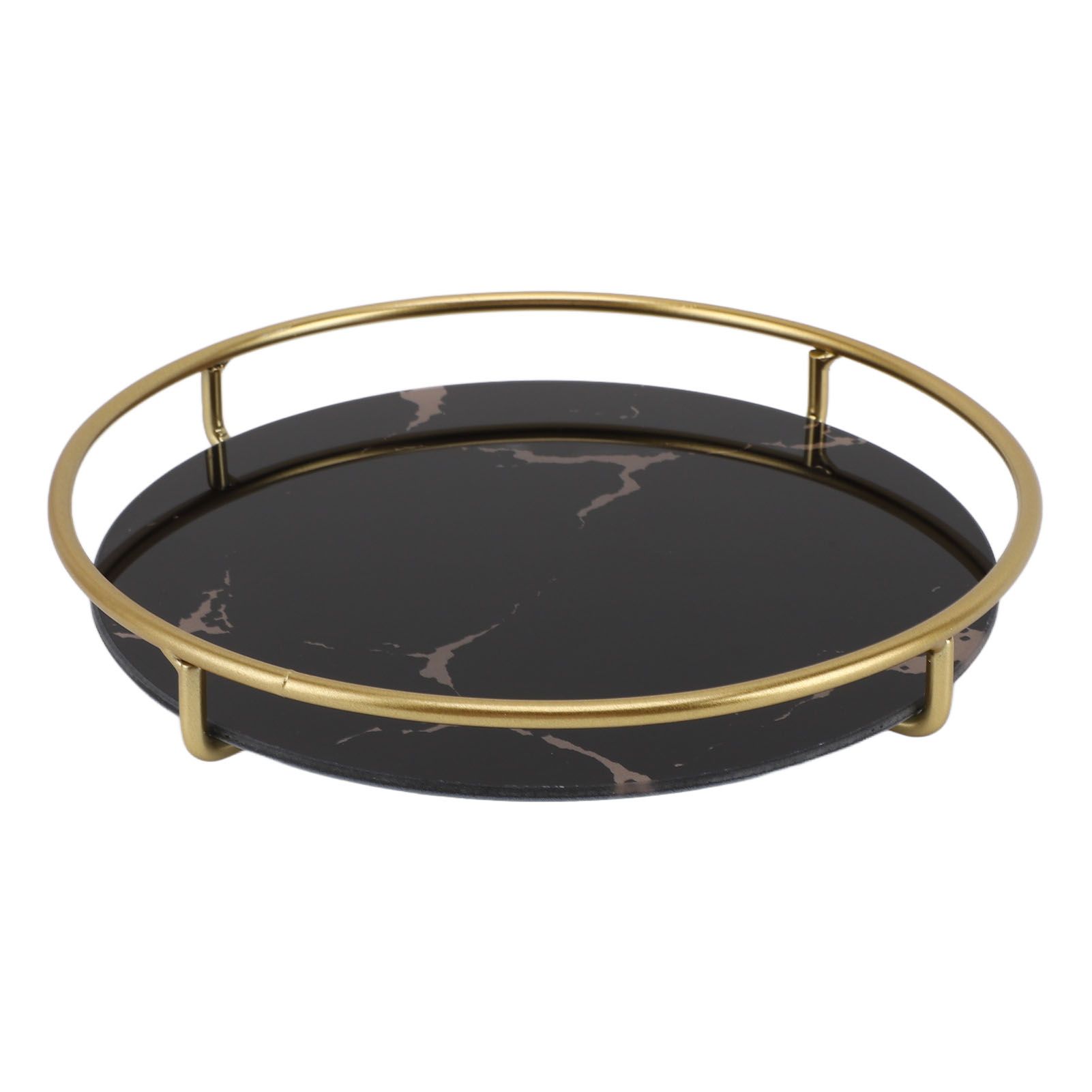 Bathroom Tray Skid Resistant Bathroom Vanity Tray Stylish Elegant Countertop Organizer Tray for Cosmetics Jewelry Black Round - Image 8