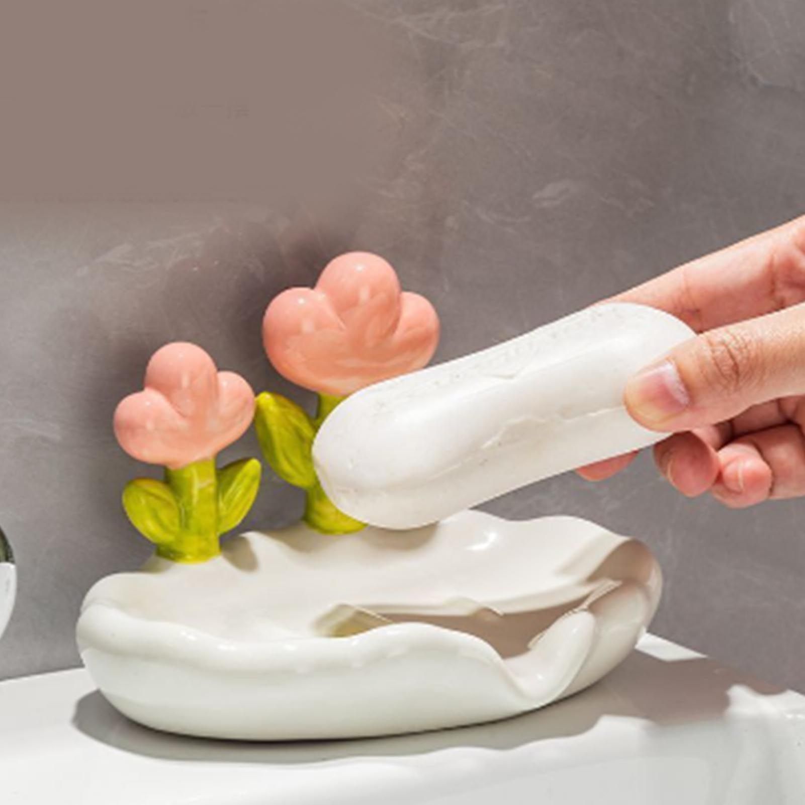 Creative Cute Flower PP Soap Box Household Soap Drain Washing Holder for Bathroom Home - Image 5