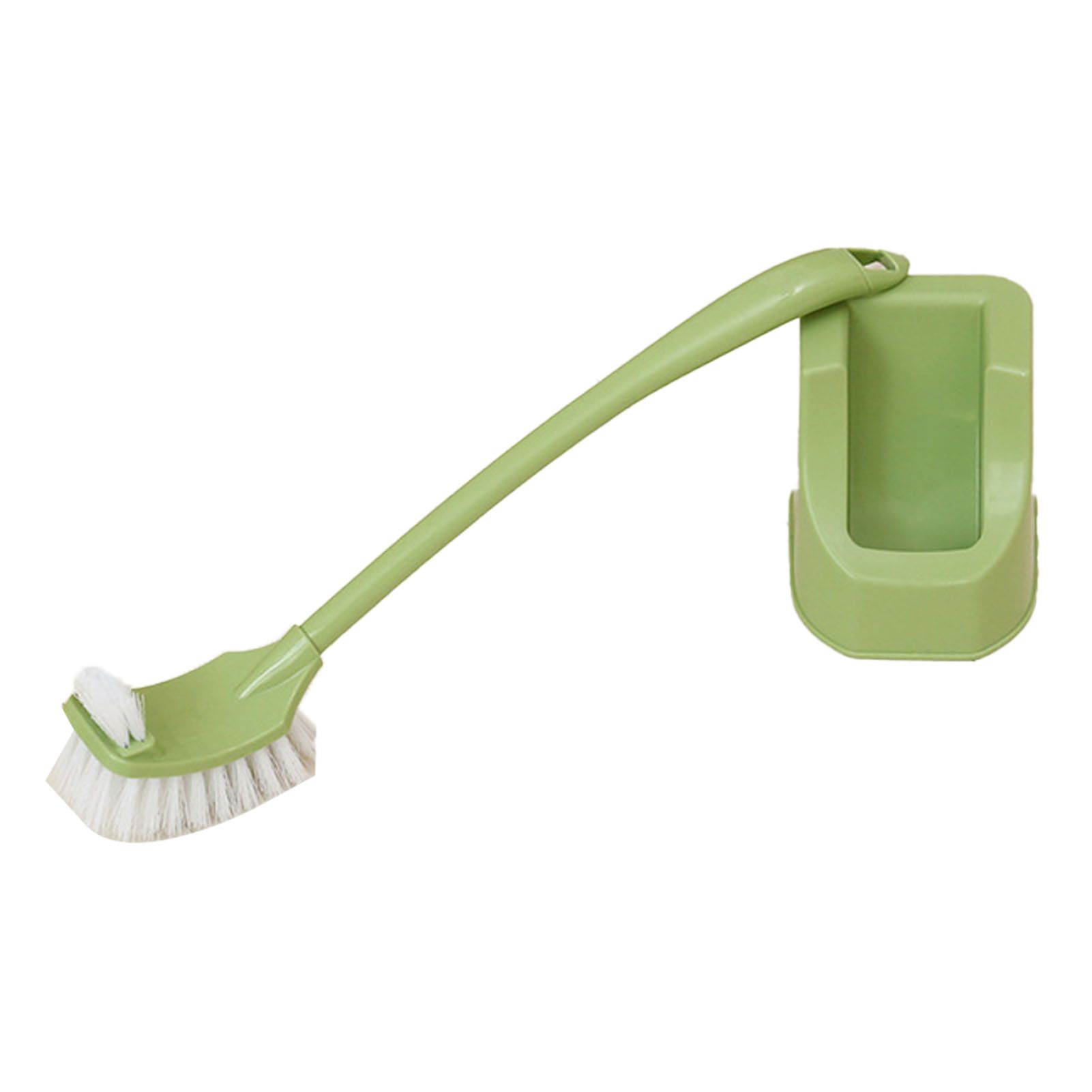 Toilet Brush Set Plastic Double Sided Brush Head Toilet Scrubber Holder Set for Home Hotel Bedroom Green - Image 1
