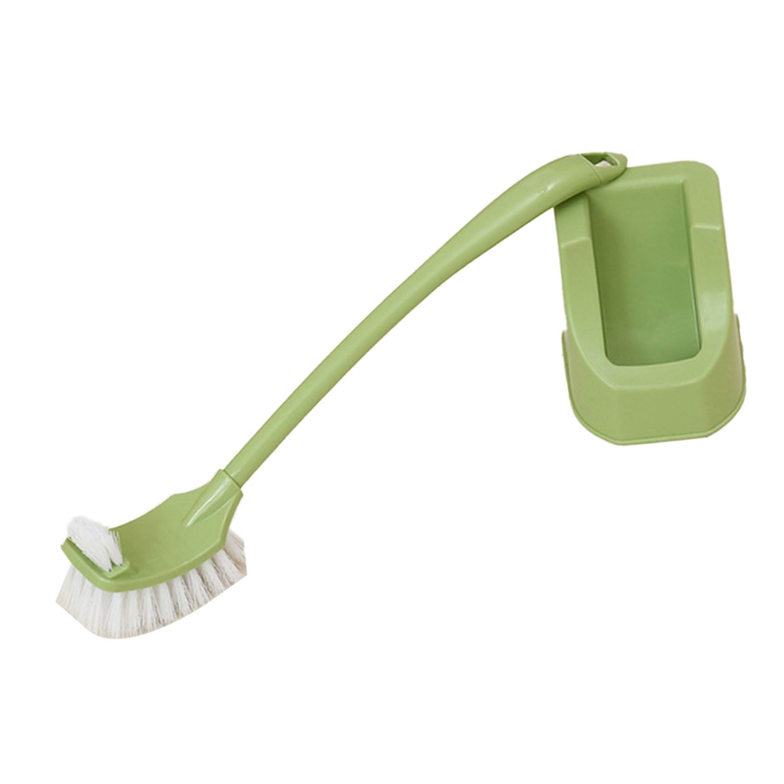 Toilet Brush Set Plastic Double Sided Brush Head Toilet Scrubber Holder Set for Home Hotel Bedroom Green - Image 2