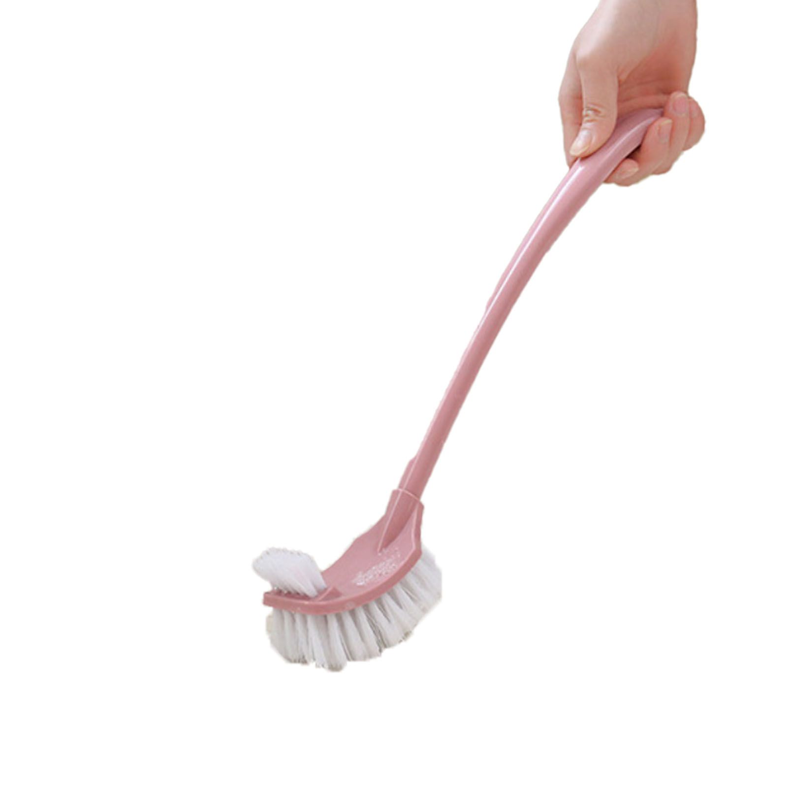 Toilet Brush Set Plastic Double Sided Brush Head Toilet Scrubber Holder Set for Home Hotel Bedroom Pink - Image 1