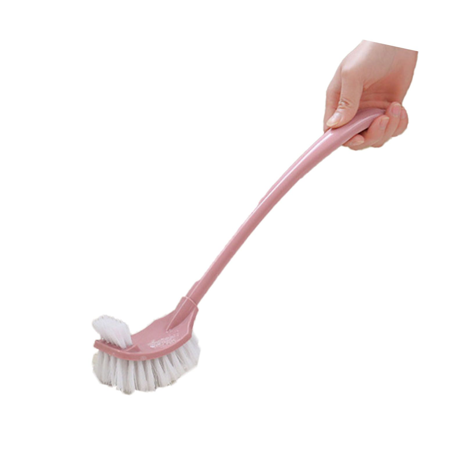 Toilet Brush Set Plastic Double Sided Brush Head Toilet Scrubber Holder Set for Home Hotel Bedroom Pink - Image 2
