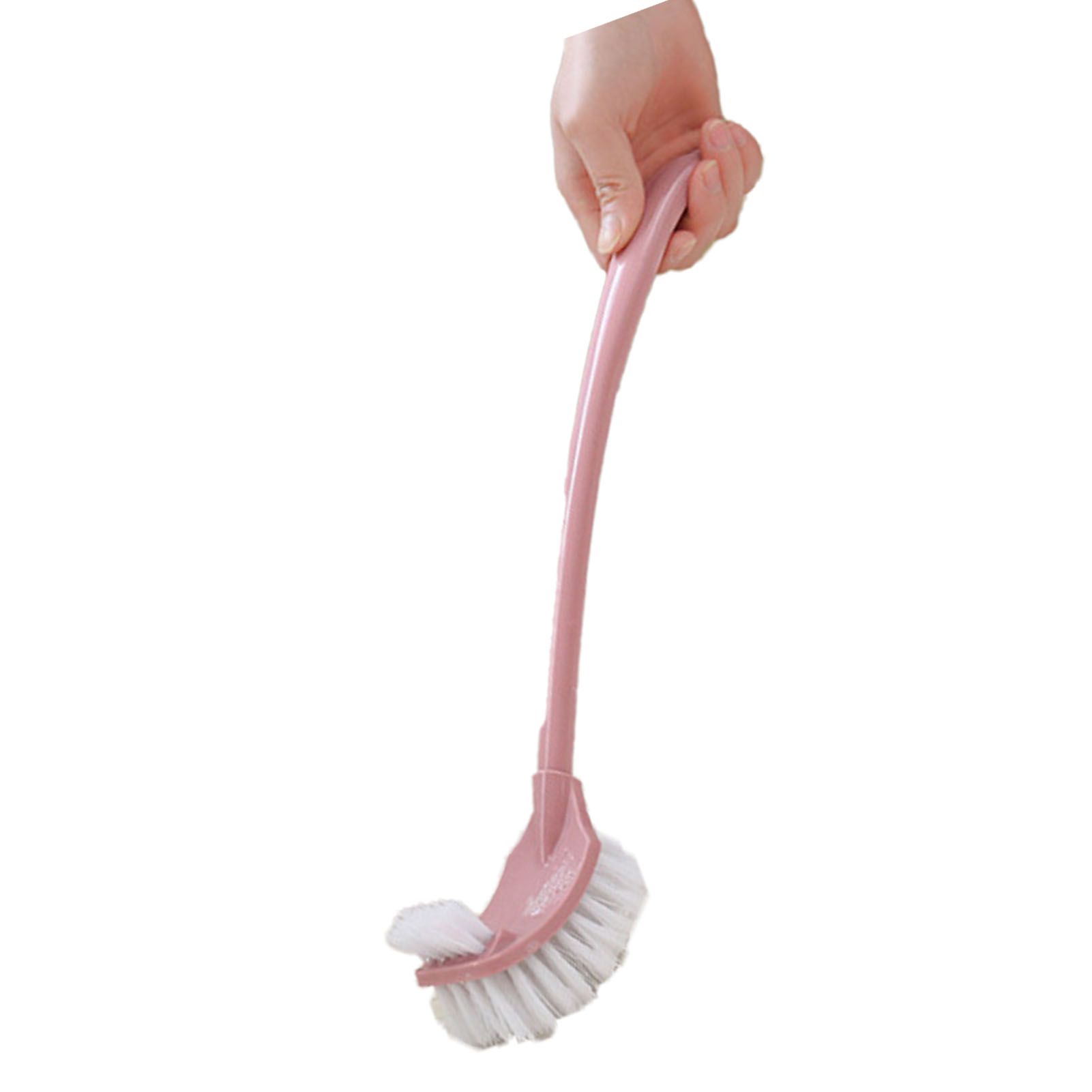 Toilet Brush Set Plastic Double Sided Brush Head Toilet Scrubber Holder Set for Home Hotel Bedroom Pink - Image 3