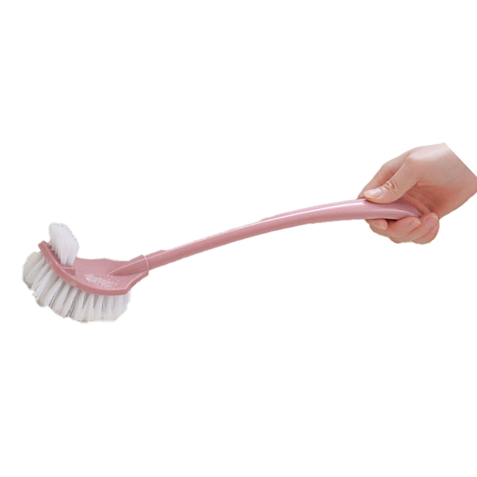Toilet Brush Set Plastic Double Sided Brush Head Toilet Scrubber Holder Set for Home Hotel Bedroom Pink - Image 4