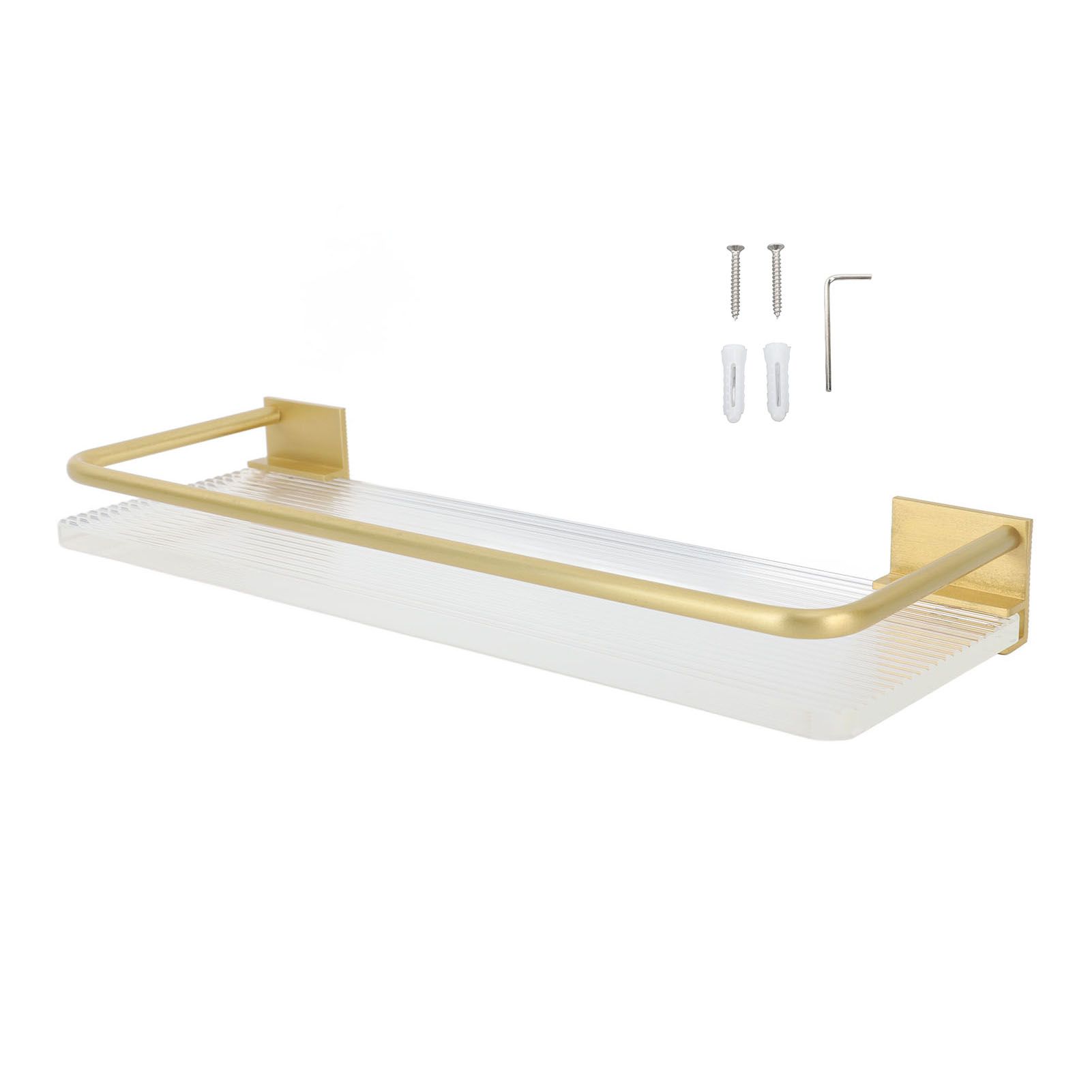 30cm Bathroom Wall Mounted Shelf Space Aluminum Acrylic Towel Rack Bathroom Storage Rack Gold - Image 1
