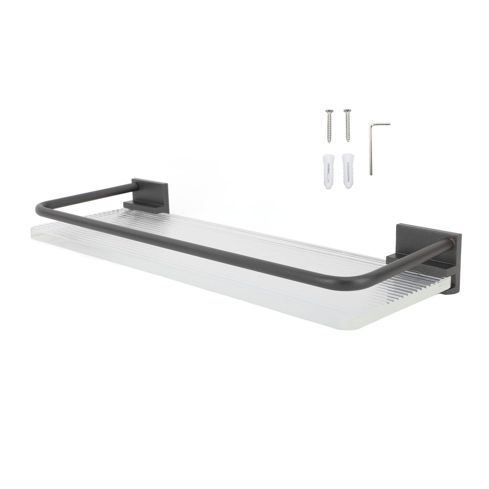 30cm Bathroom Wall Mounted Shelf Space Aluminum Acrylic Towel Rack Bathroom Storage Rack Grey - Image 1