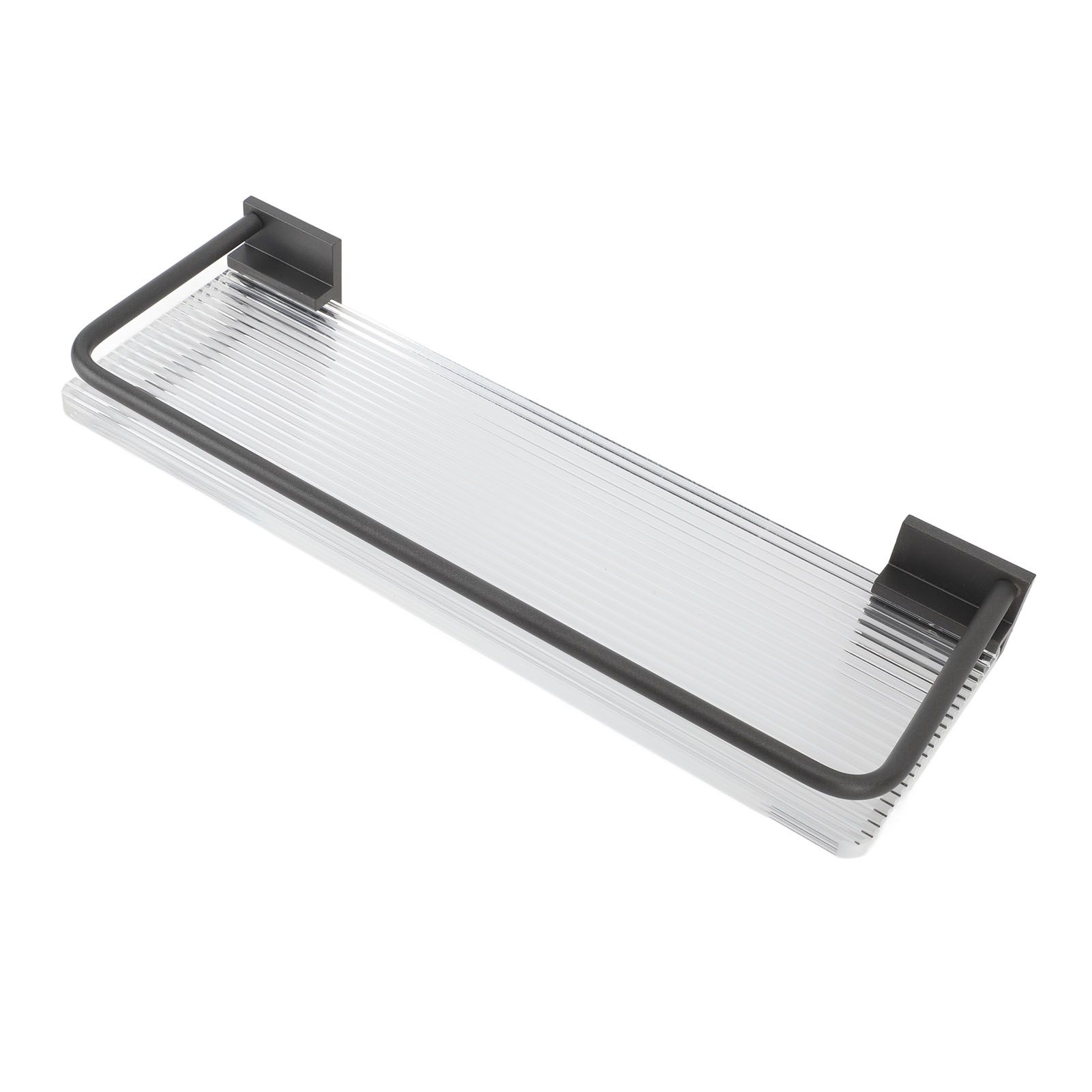 30cm Bathroom Wall Mounted Shelf Space Aluminum Acrylic Towel Rack Bathroom Storage Rack Grey - Image 2