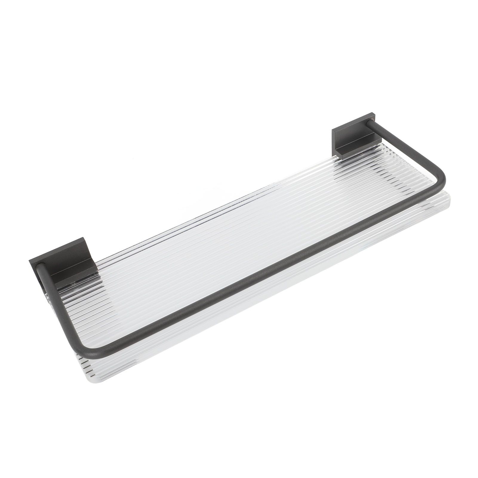30cm Bathroom Wall Mounted Shelf Space Aluminum Acrylic Towel Rack Bathroom Storage Rack Grey - Image 3