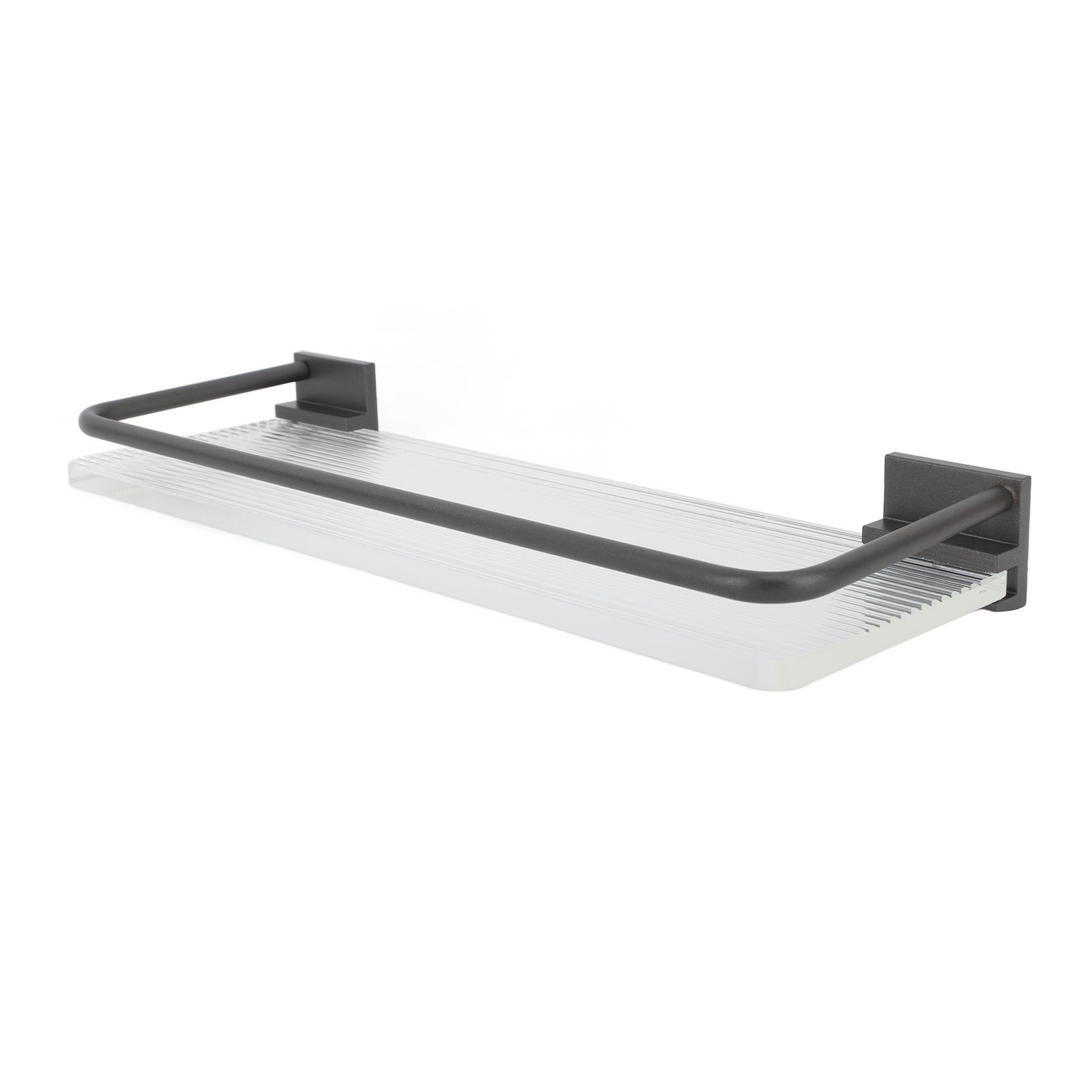 30cm Bathroom Wall Mounted Shelf Space Aluminum Acrylic Towel Rack Bathroom Storage Rack Grey - Image 6