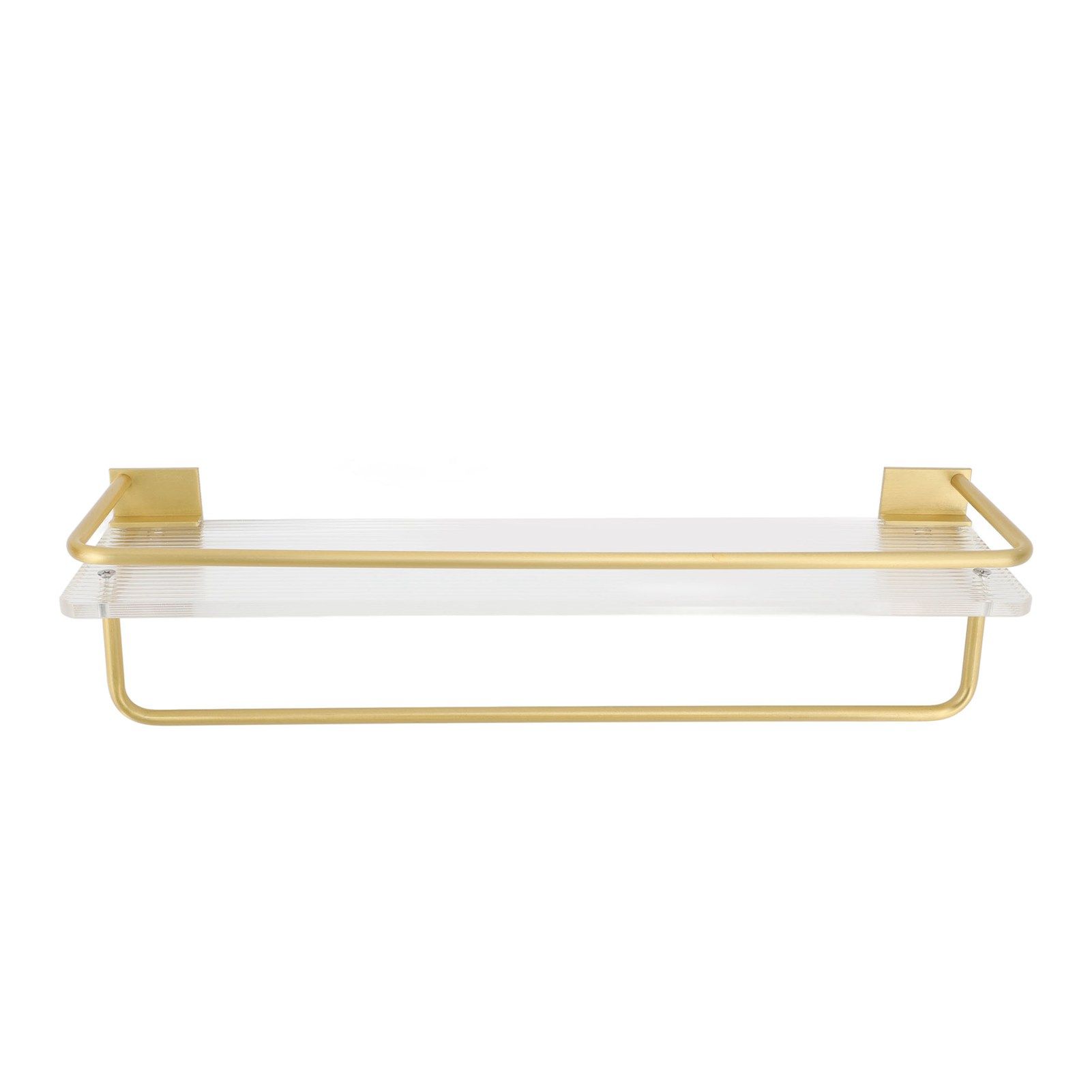 Bathroom Wall Shelf Space Aluminum and Acrylic Rustproof Punch Free Wall Mounted Floating Shelves 40cm Gold - Image 2