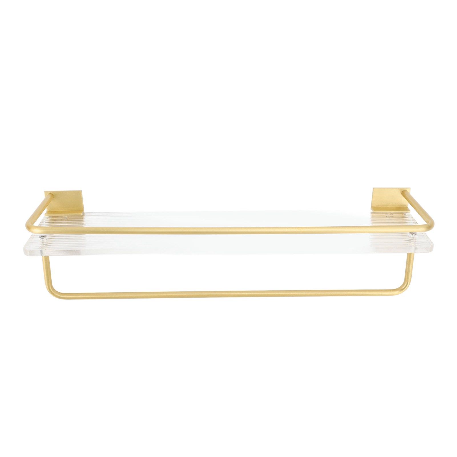 Bathroom Wall Shelf Space Aluminum and Acrylic Rustproof Punch Free Wall Mounted Floating Shelves 40cm Gold - Image 3
