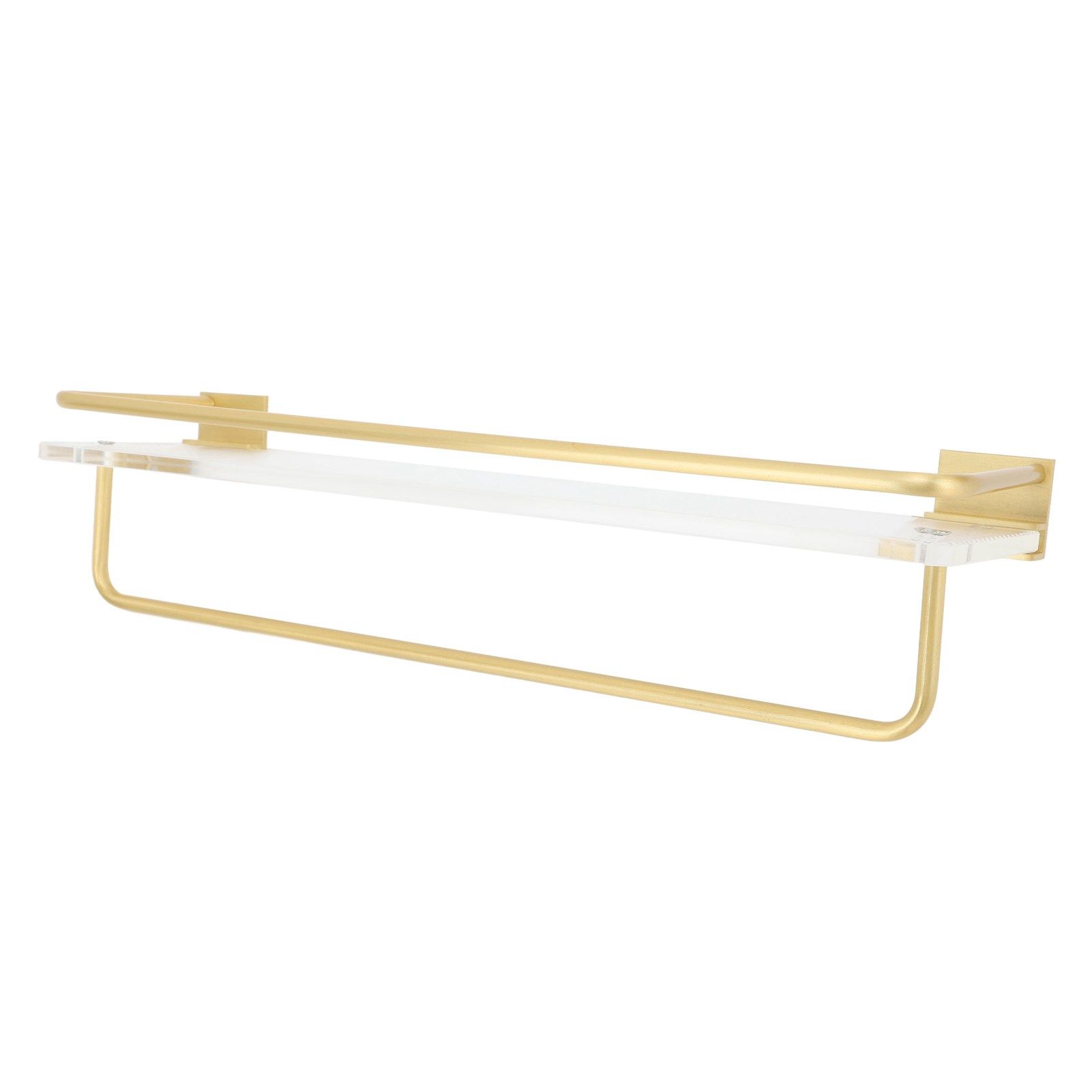 Bathroom Wall Shelf Space Aluminum and Acrylic Rustproof Punch Free Wall Mounted Floating Shelves 40cm Gold - Image 4