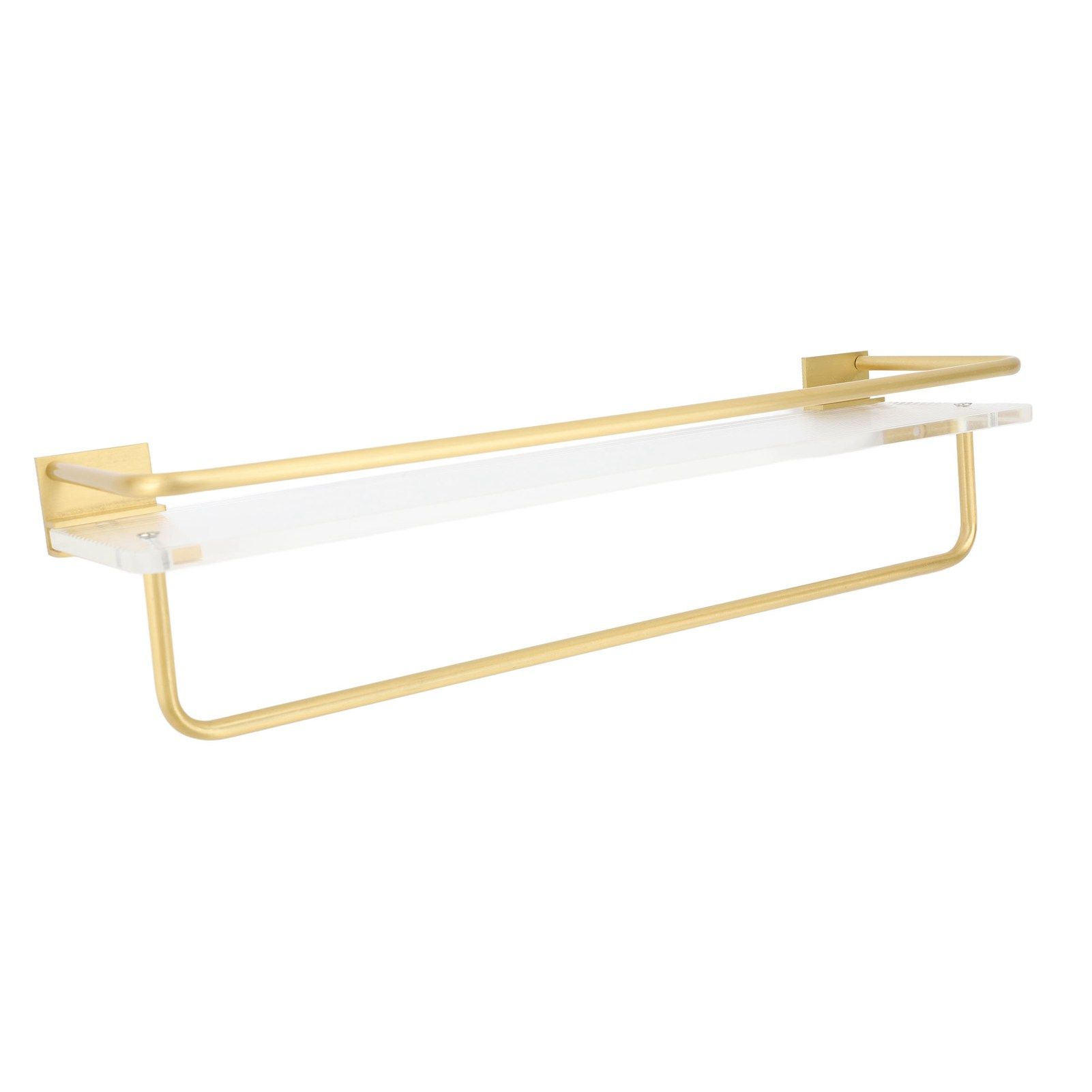 Bathroom Wall Shelf Space Aluminum and Acrylic Rustproof Punch Free Wall Mounted Floating Shelves 40cm Gold - Image 5