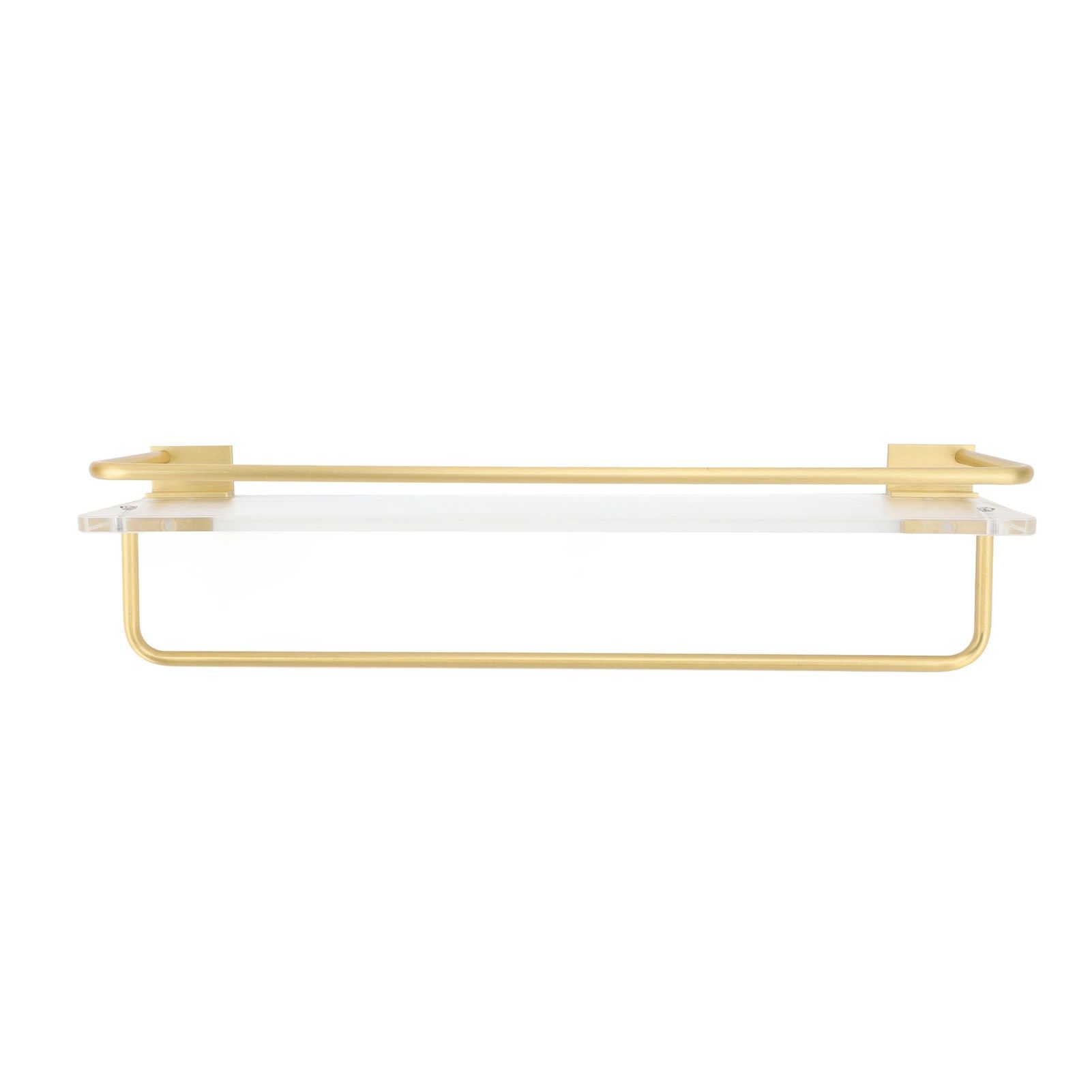 Bathroom Wall Shelf Space Aluminum and Acrylic Rustproof Punch Free Wall Mounted Floating Shelves 40cm Gold - Image 6