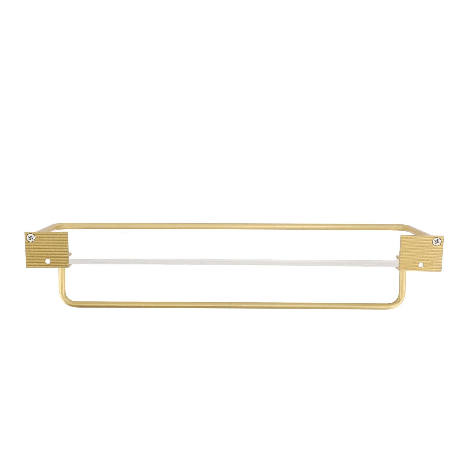 Bathroom Wall Shelf Space Aluminum and Acrylic Rustproof Punch Free Wall Mounted Floating Shelves 40cm Gold - Image 7