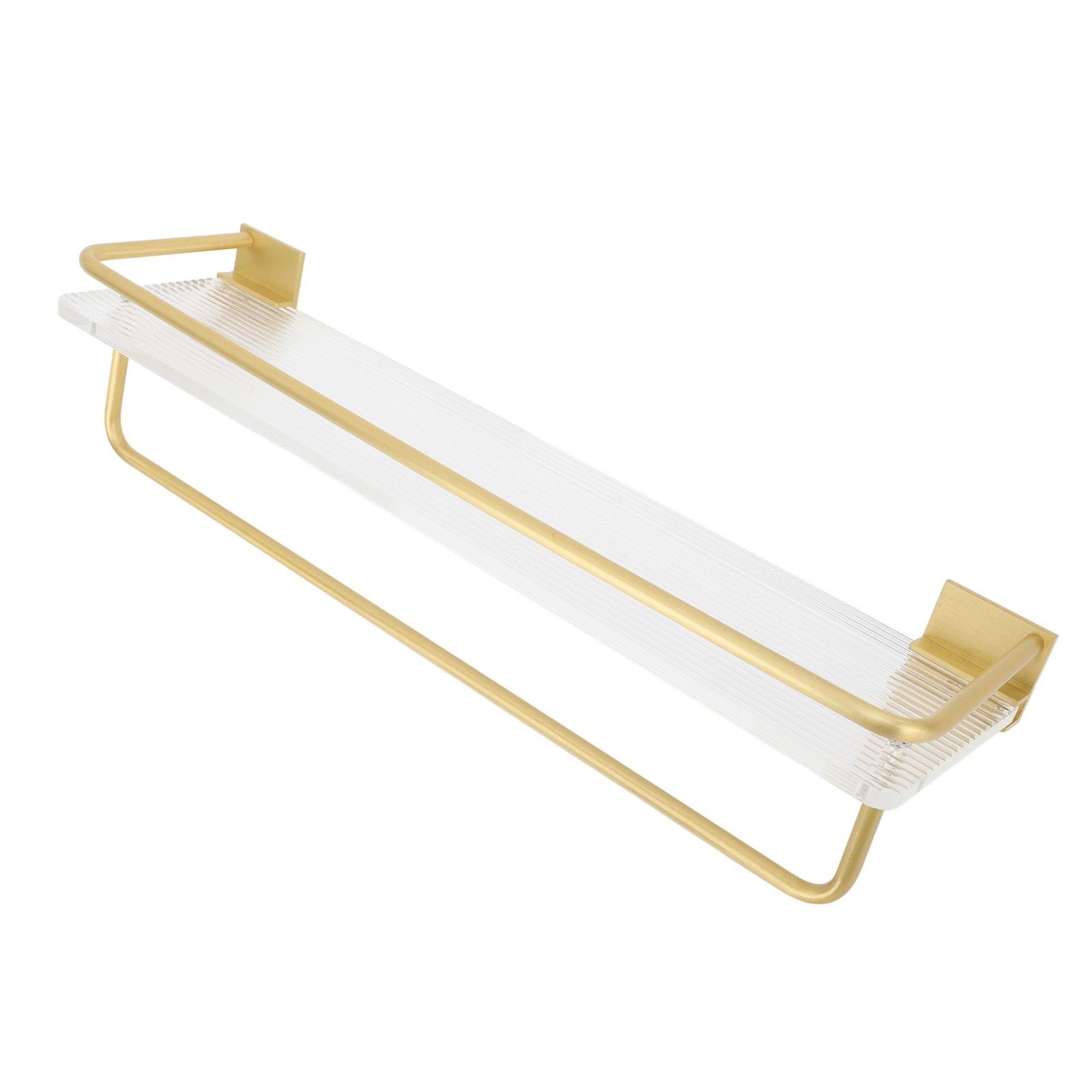 Bathroom Wall Shelf Space Aluminum and Acrylic Rustproof Punch Free Wall Mounted Floating Shelves 40cm Gold - Image 8