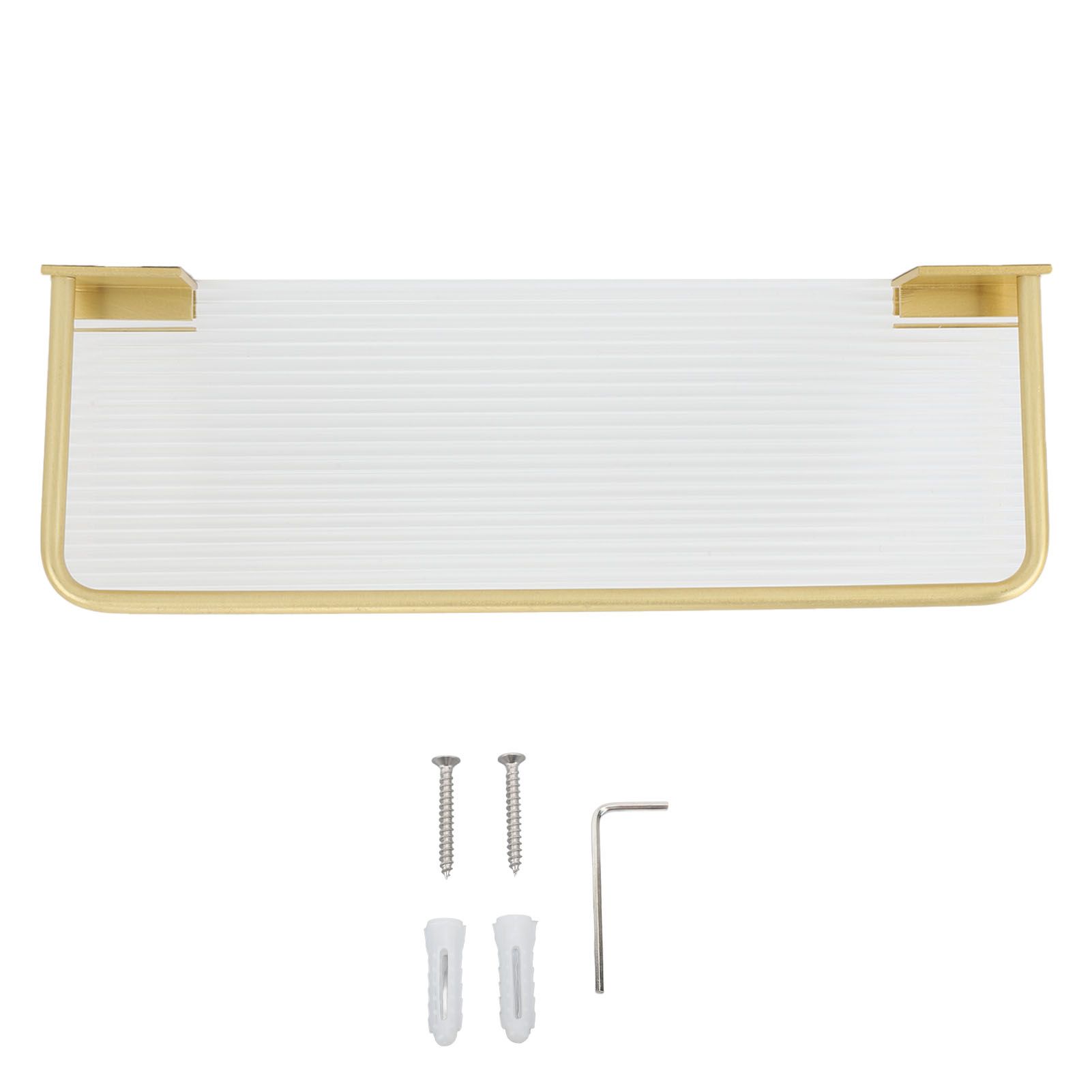 Floating Shelf Space Aluminum Acrylic Wall Mounted Decorative Storage Shelf for Kitchen Bathroom Living Room Bedroom Gold - Image 1