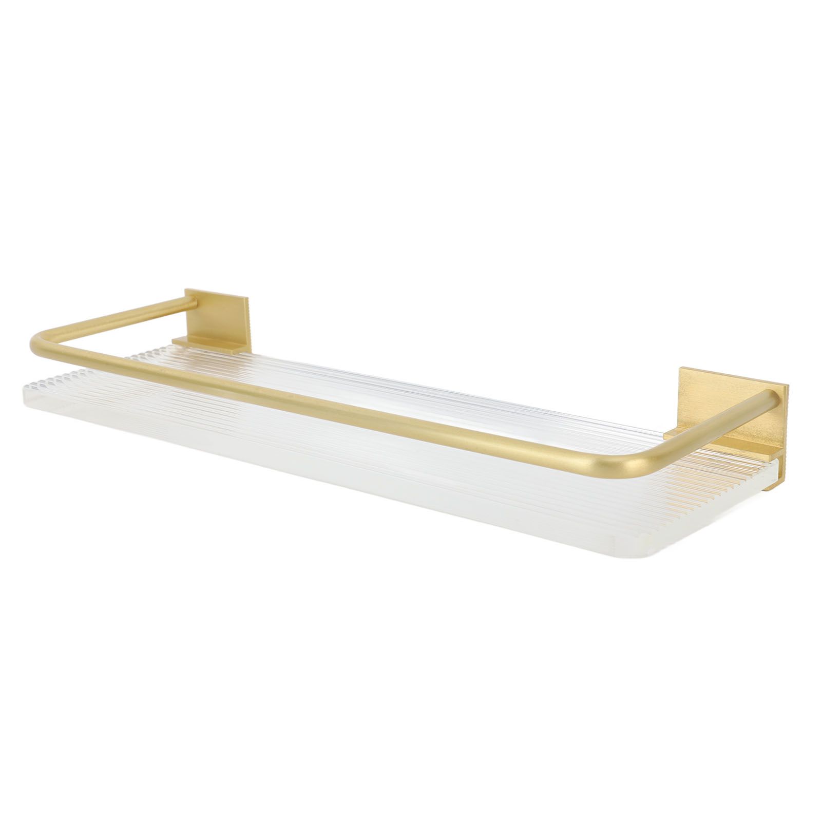 Floating Shelf Space Aluminum Acrylic Wall Mounted Decorative Storage Shelf for Kitchen Bathroom Living Room Bedroom Gold - Image 2