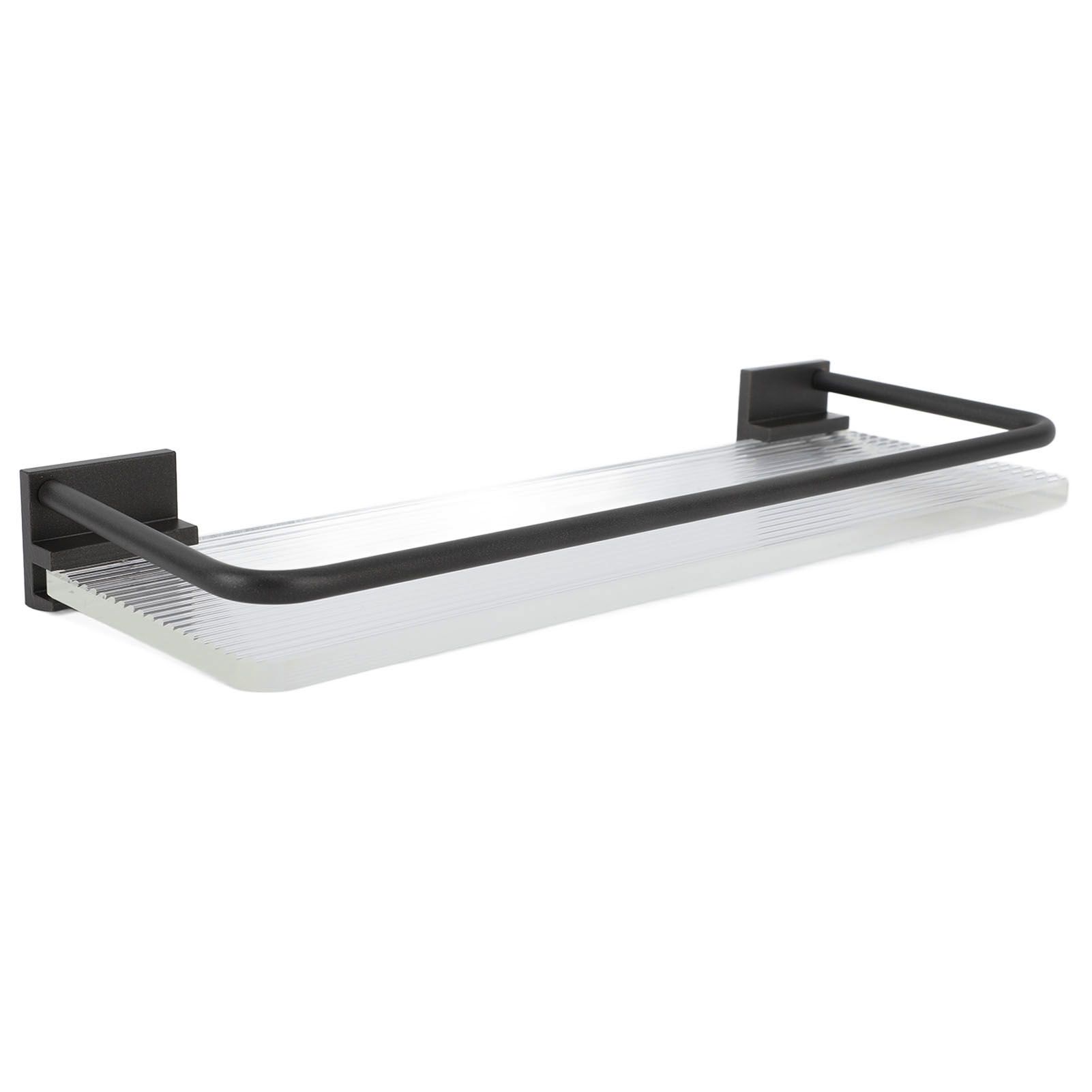 Floating Shelf Space Aluminum Acrylic Wall Mounted Decorative Storage Shelf for Kitchen Bathroom Living Room Bedroom Black - Image 2