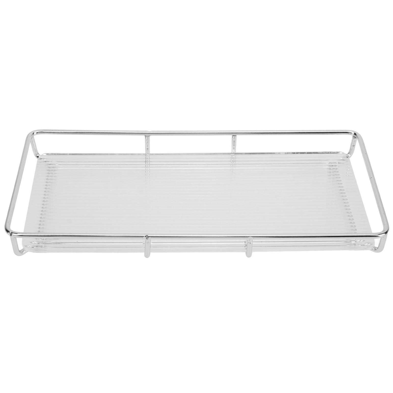 Bathroom Countertop Tray Stainless Steel Acrylic Modern Minimalist Design Space Saving Bathroom Storage Shelf Vanity Tray for Cosmetics Living Goods Silver Single Layer Large Size - Image 1