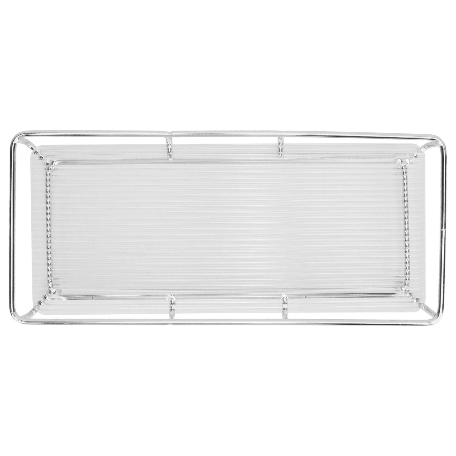 Bathroom Countertop Tray Stainless Steel Acrylic Modern Minimalist Design Space Saving Bathroom Storage Shelf Vanity Tray for Cosmetics Living Goods Silver Single Layer Large Size - Image 6