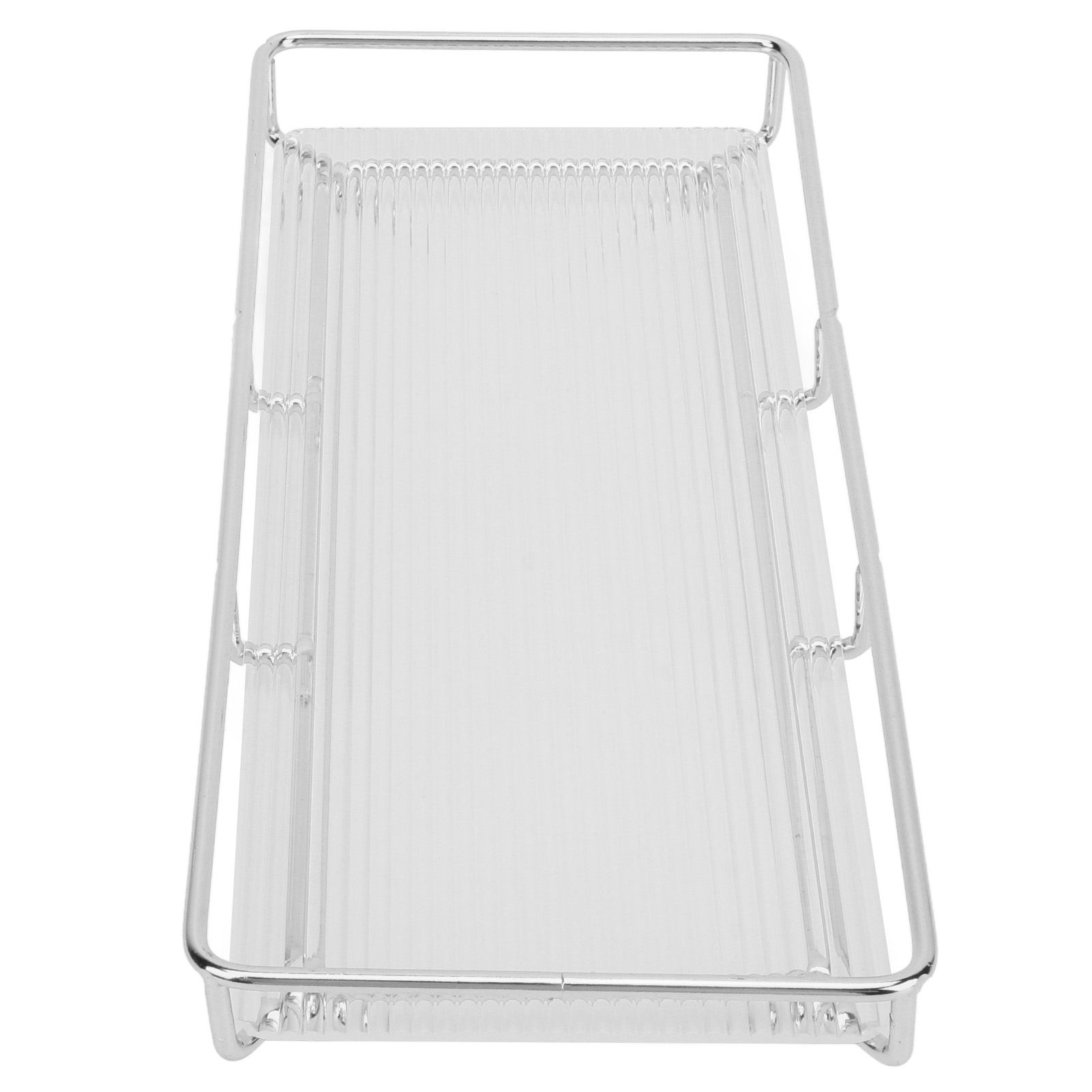 Bathroom Countertop Tray Stainless Steel Acrylic Modern Minimalist Design Space Saving Bathroom Storage Shelf Vanity Tray for Cosmetics Living Goods Silver Single Layer Large Size - Image 7
