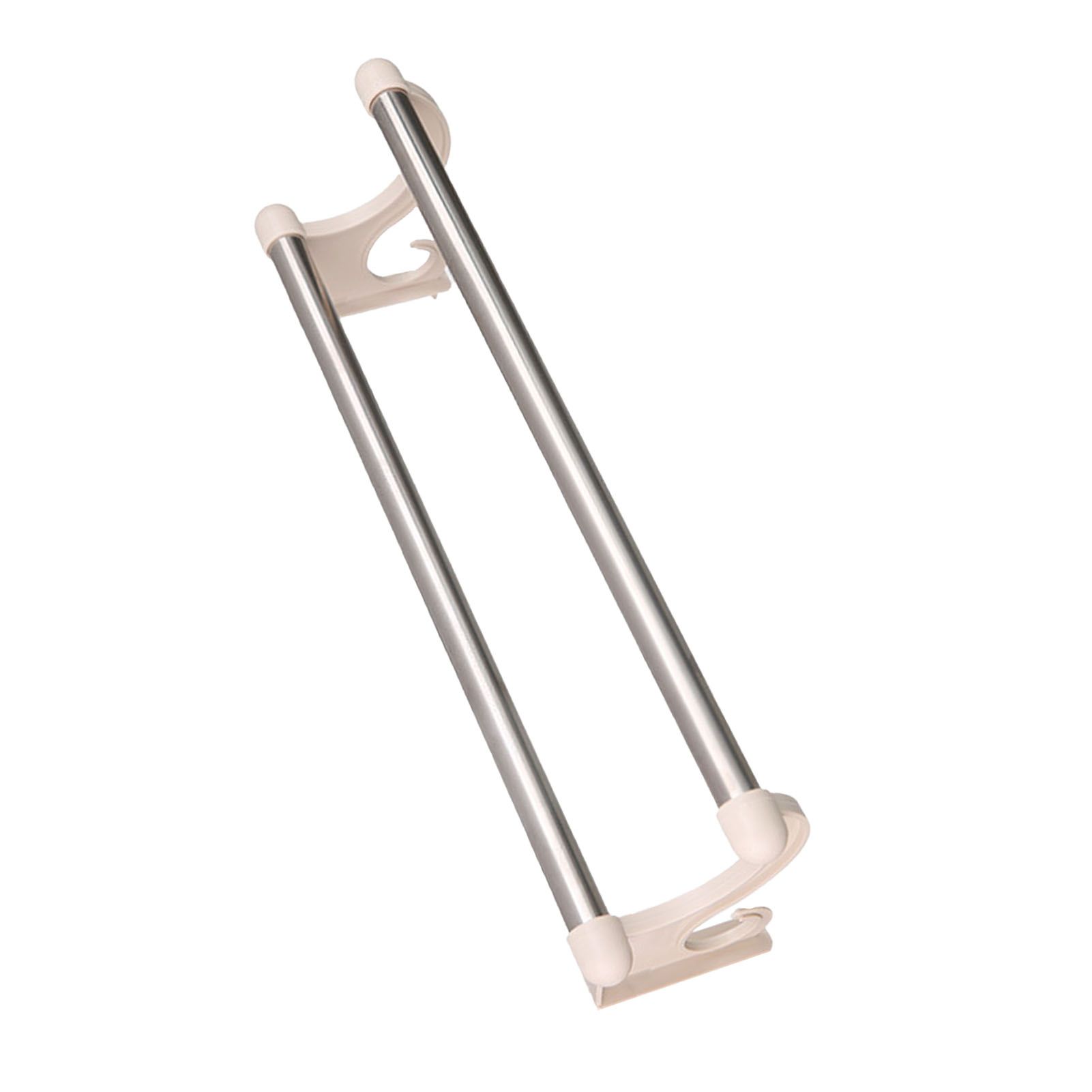 Double Towel Bar Plastic Stainless Steel Bath Towel Rack for Bathroom Double Towel Holder Wall Mount Towel Hanger Beige - Image 3