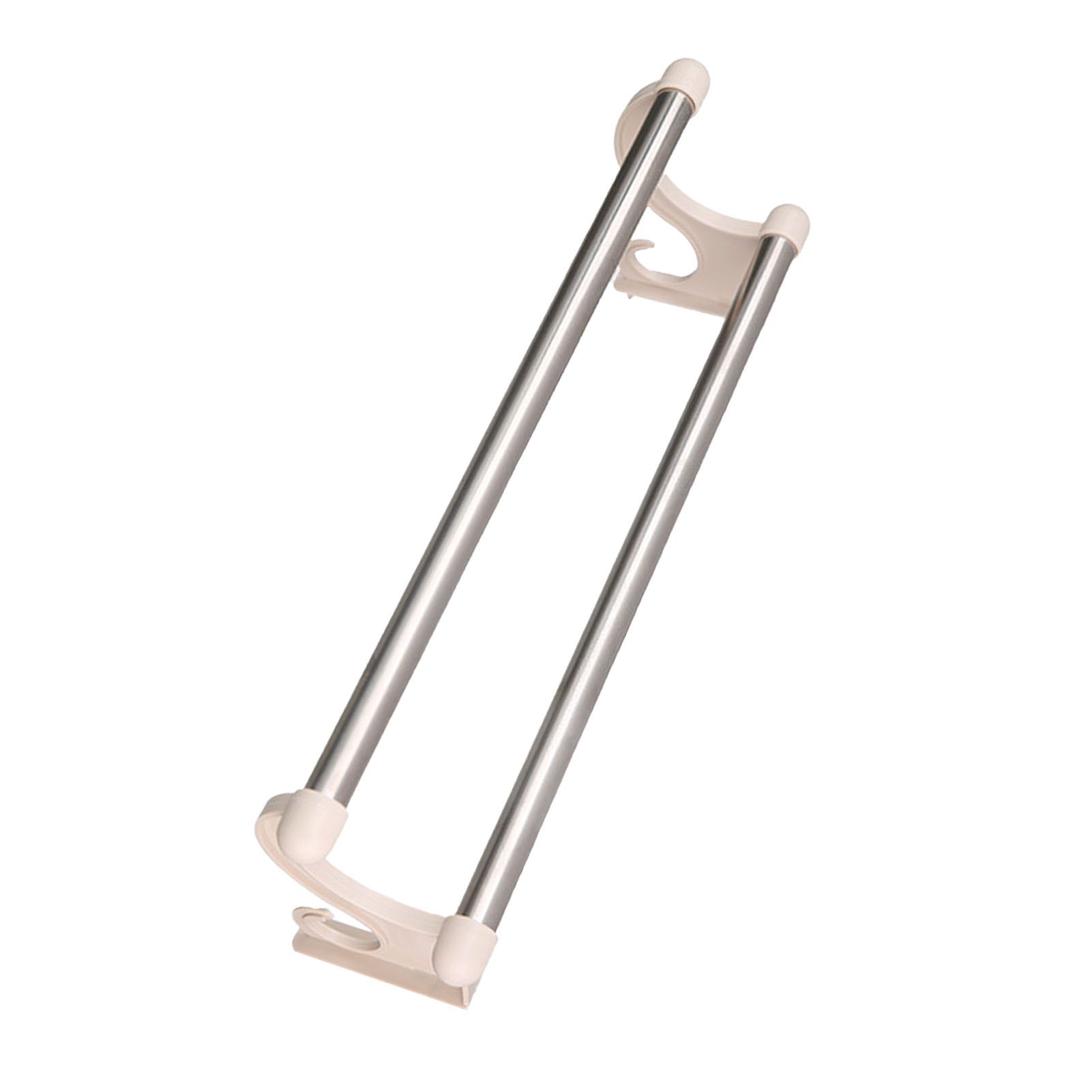 Double Towel Bar Plastic Stainless Steel Bath Towel Rack for Bathroom Double Towel Holder Wall Mount Towel Hanger Beige - Image 4