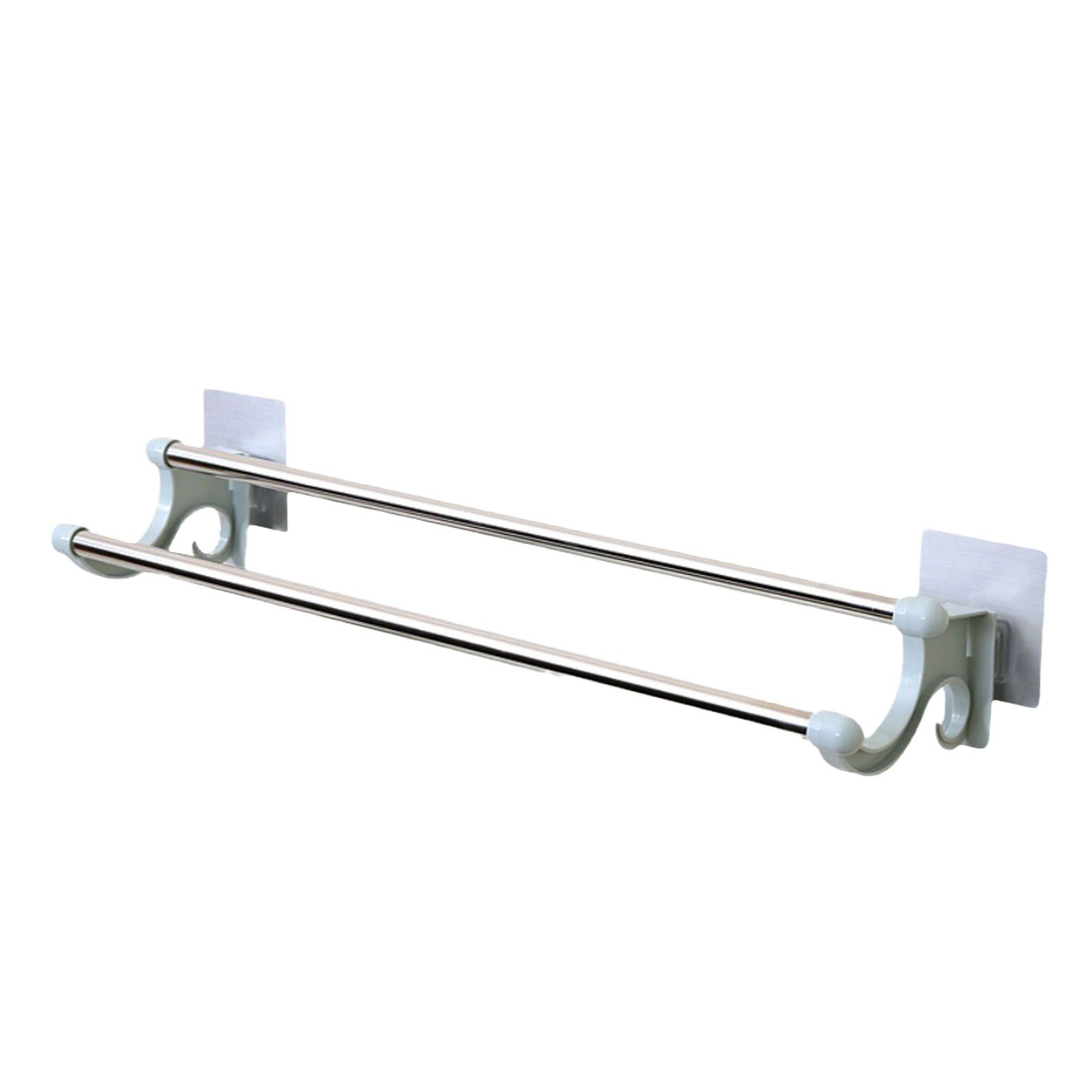 Double Towel Bar Plastic Stainless Steel Bath Towel Rack for Bathroom Double Towel Holder Wall Mount Towel Hanger Green - Image 1