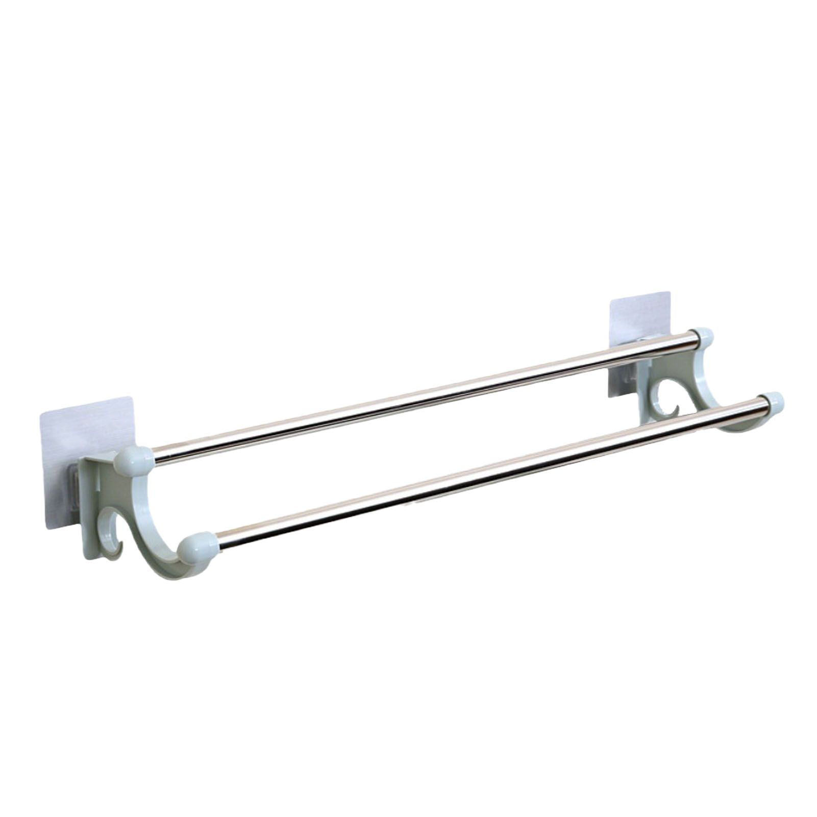 Double Towel Bar Plastic Stainless Steel Bath Towel Rack for Bathroom Double Towel Holder Wall Mount Towel Hanger Green - Image 2