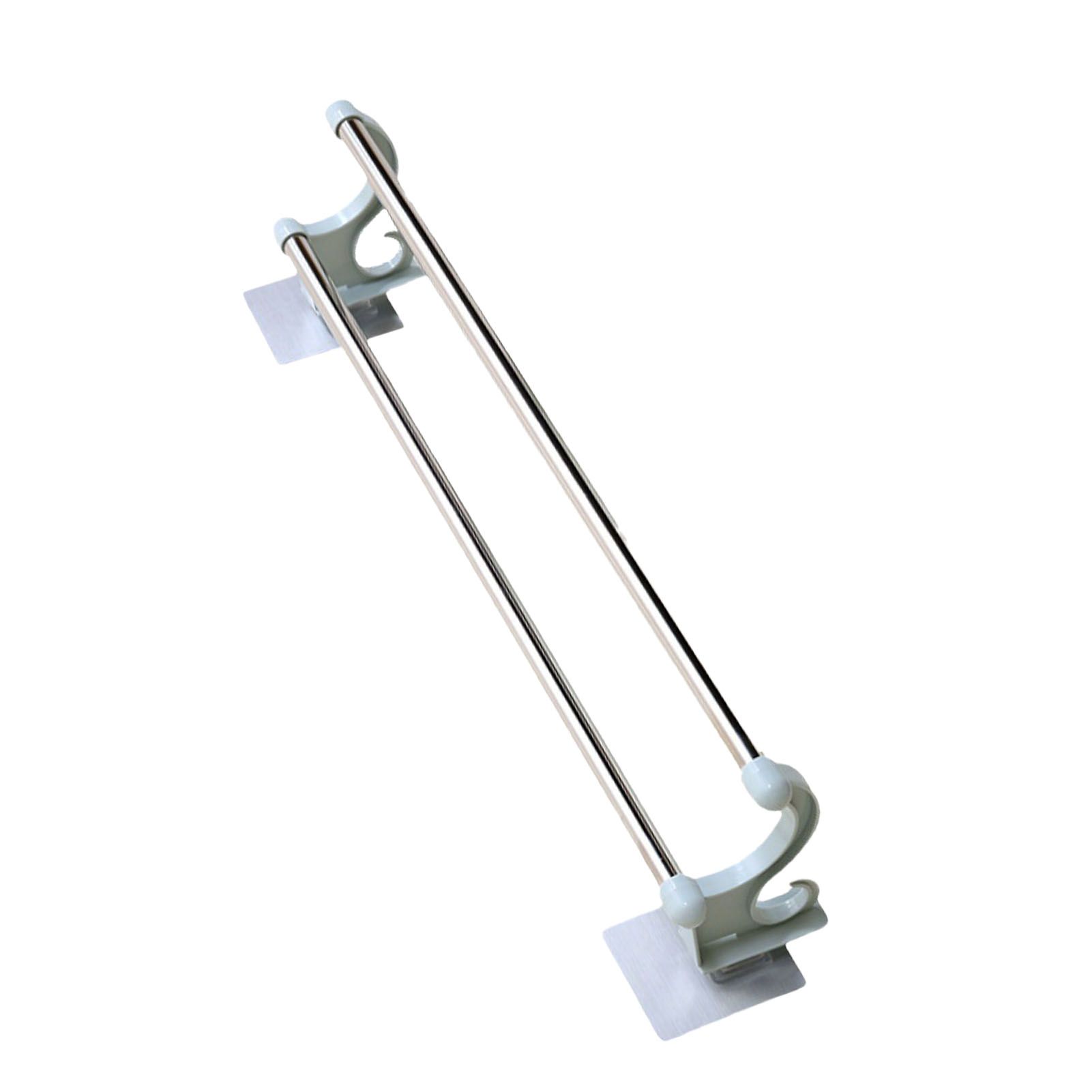 Double Towel Bar Plastic Stainless Steel Bath Towel Rack for Bathroom Double Towel Holder Wall Mount Towel Hanger Green - Image 4