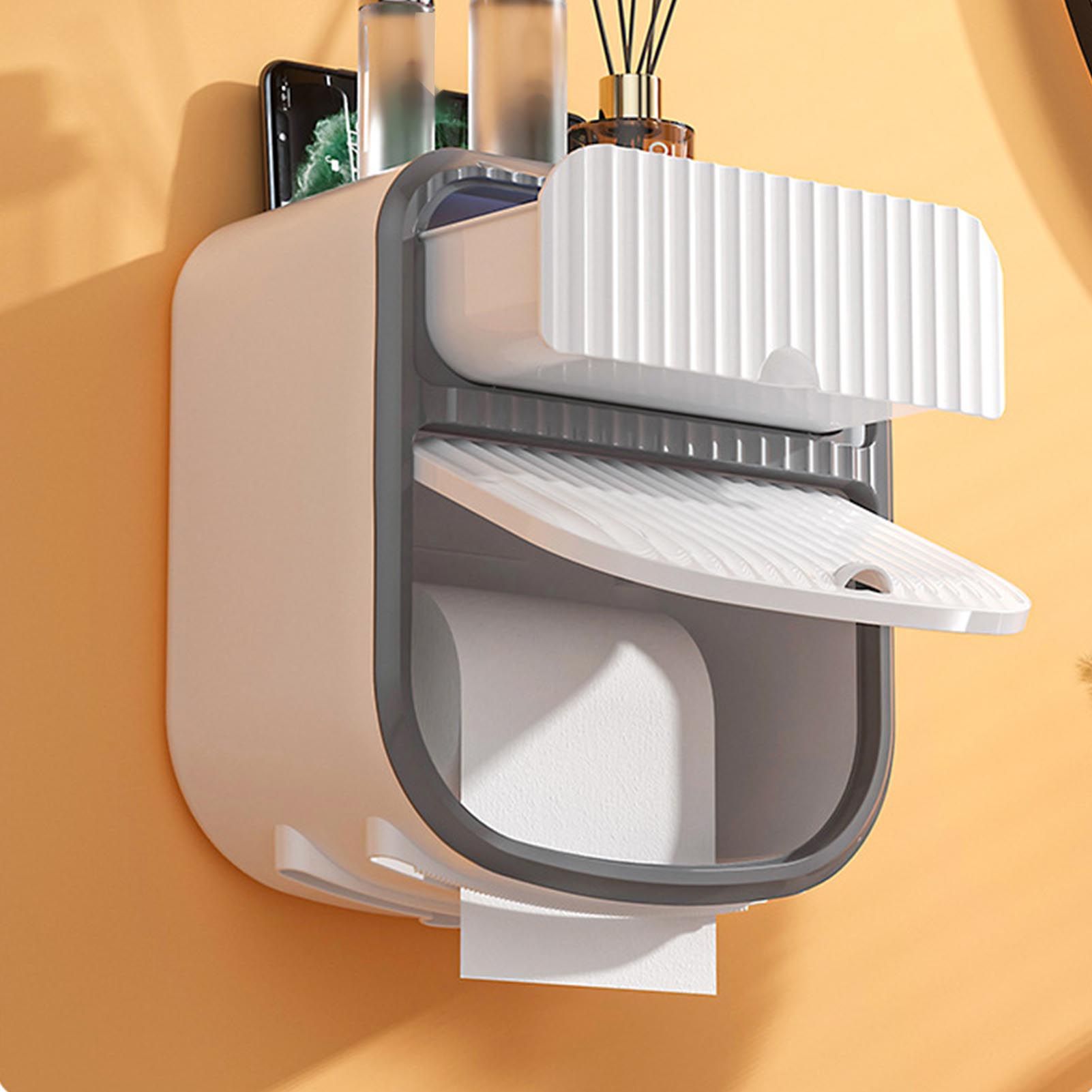 Toilet Paper Holder Wall Mounted Bathroom Tissue Roll Paper Towel Holder Tissue Dispensers for Household White - Image 5