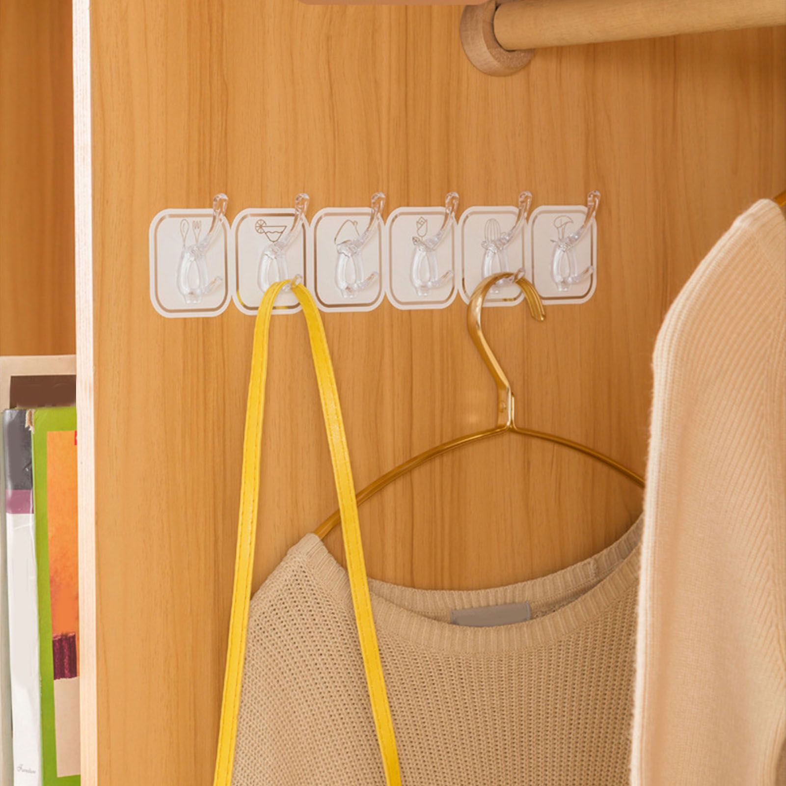 6PCS Acrylic Adhesive Hook Wall Mount Traceless Drilling Free Strong Bearing Capacity for Kitchen Bathroom White - Image 7
