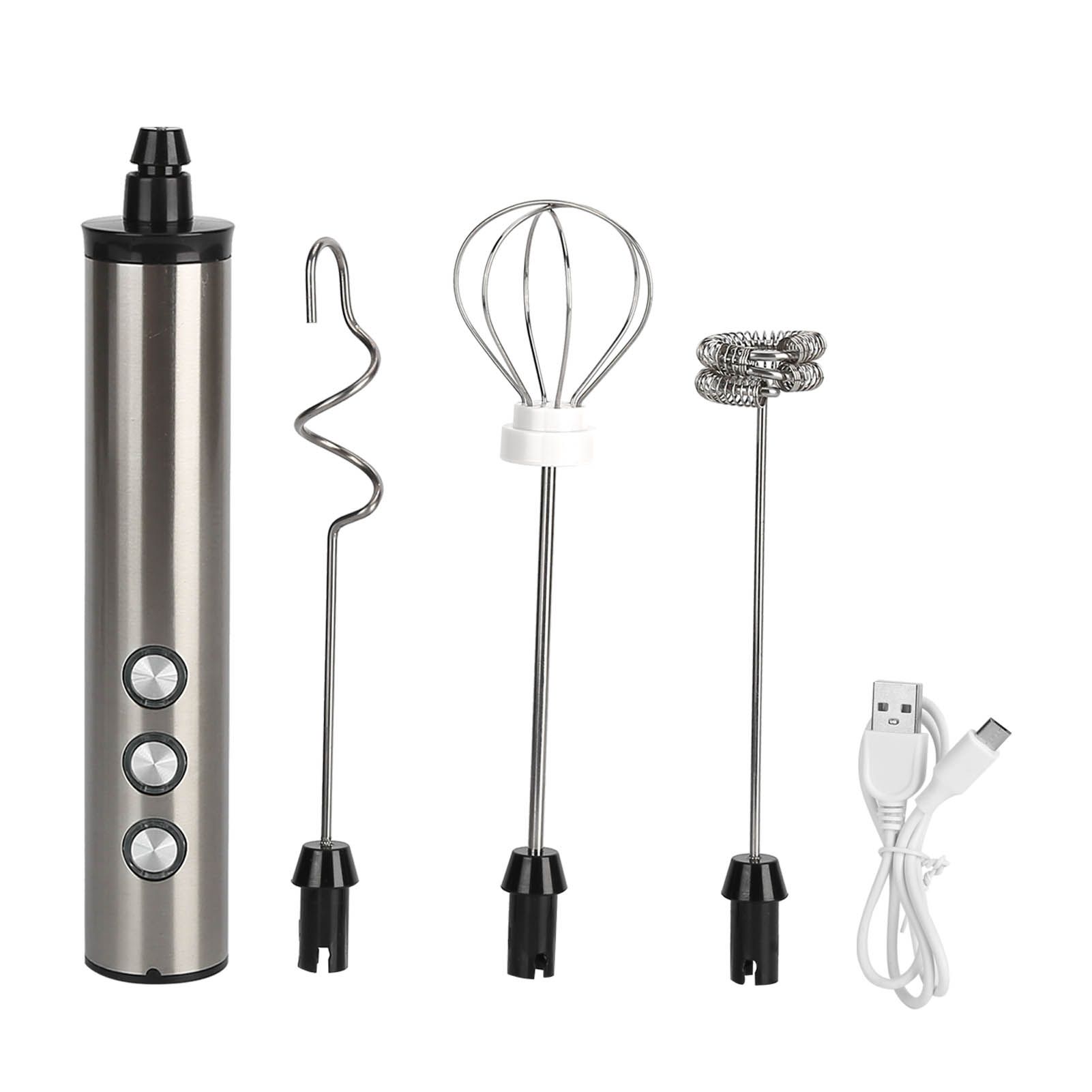 Stainless Steel Milk Frother USB Charging Handheld Electric Egg Beater for Home Kitchen - Image 1