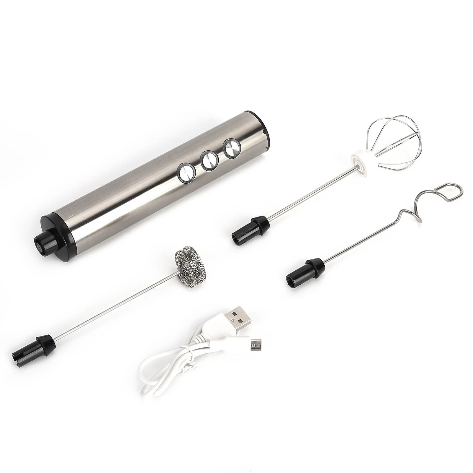 Stainless Steel Milk Frother USB Charging Handheld Electric Egg Beater for Home Kitchen - Image 2