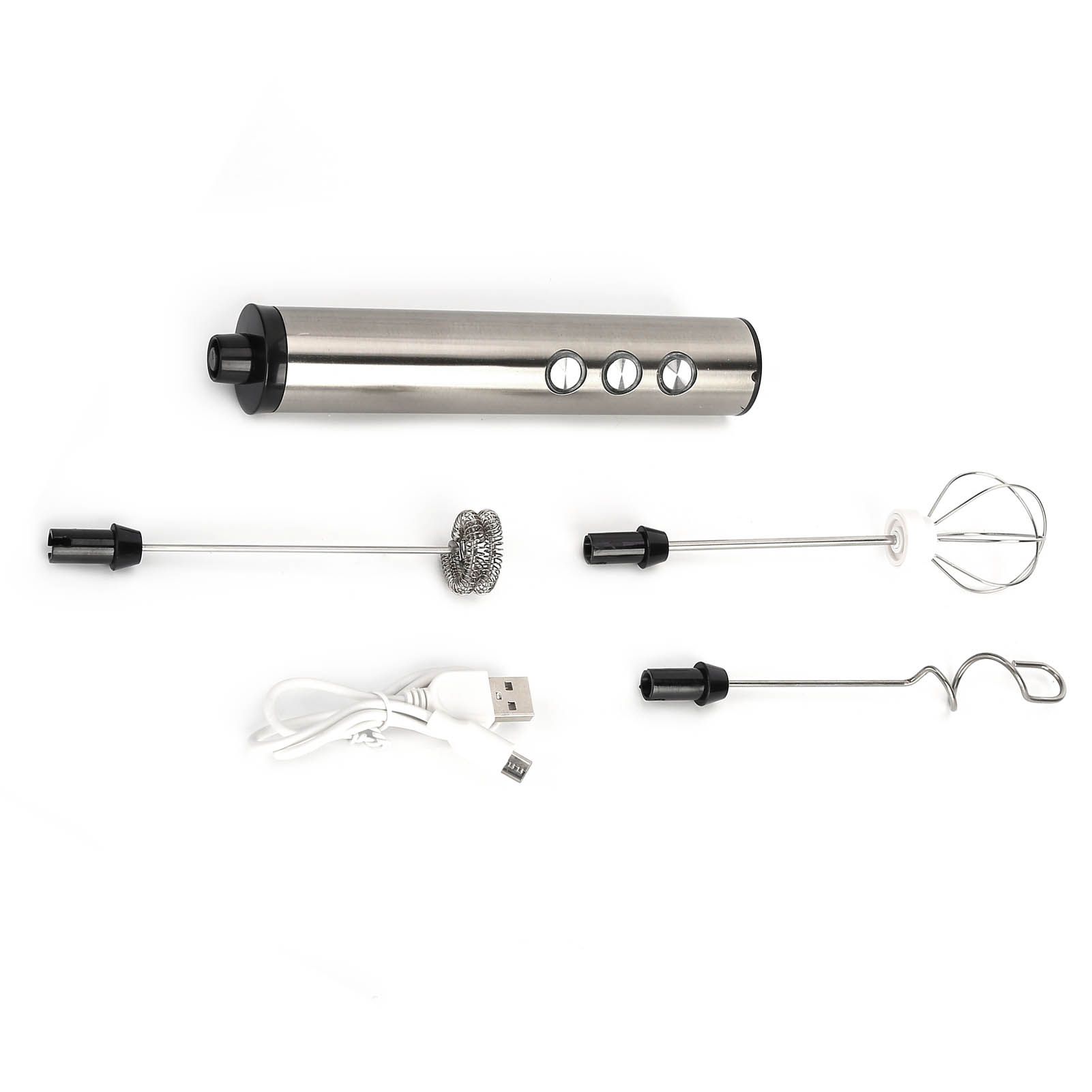 Stainless Steel Milk Frother USB Charging Handheld Electric Egg Beater for Home Kitchen - Image 3