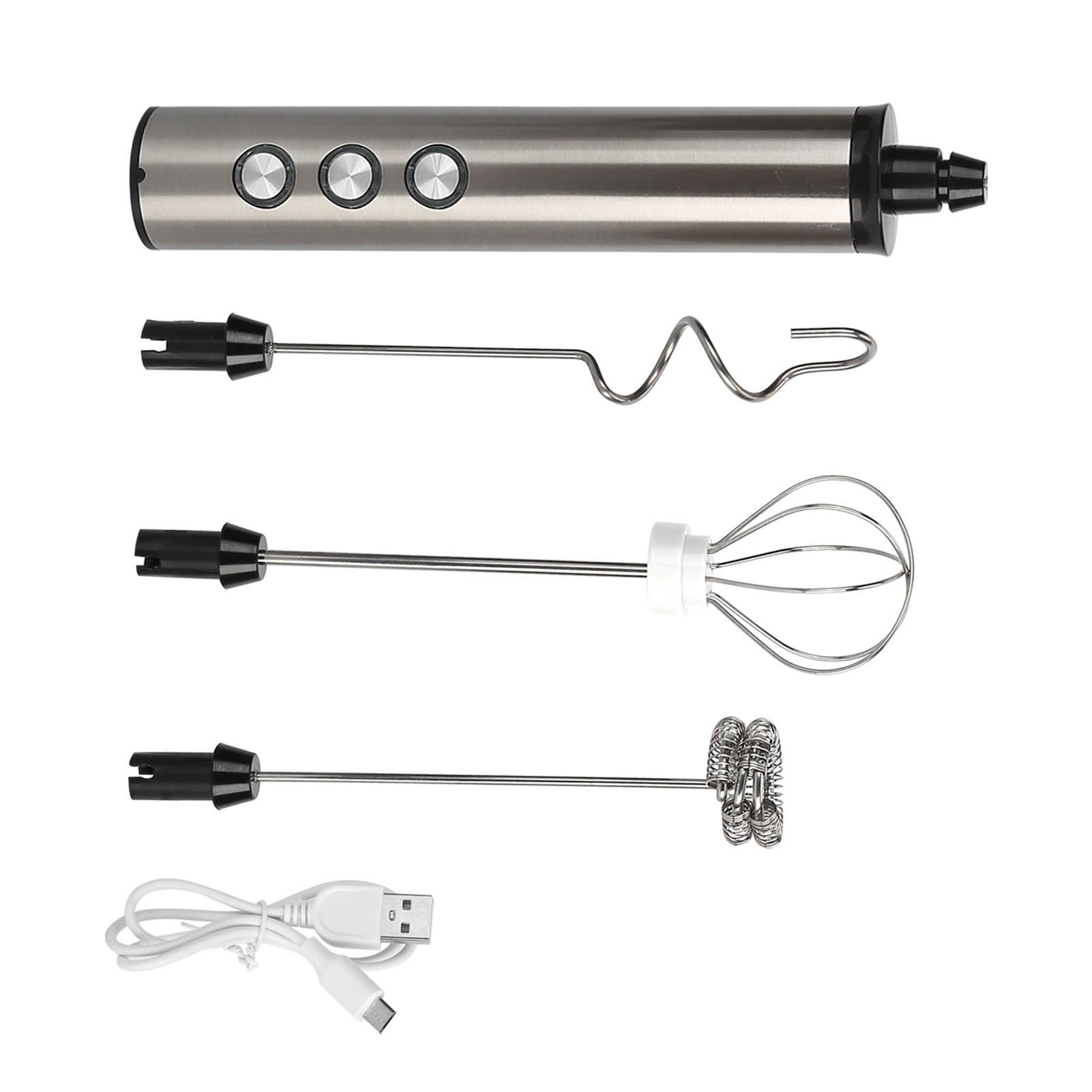 Stainless Steel Milk Frother USB Charging Handheld Electric Egg Beater for Home Kitchen - Image 4