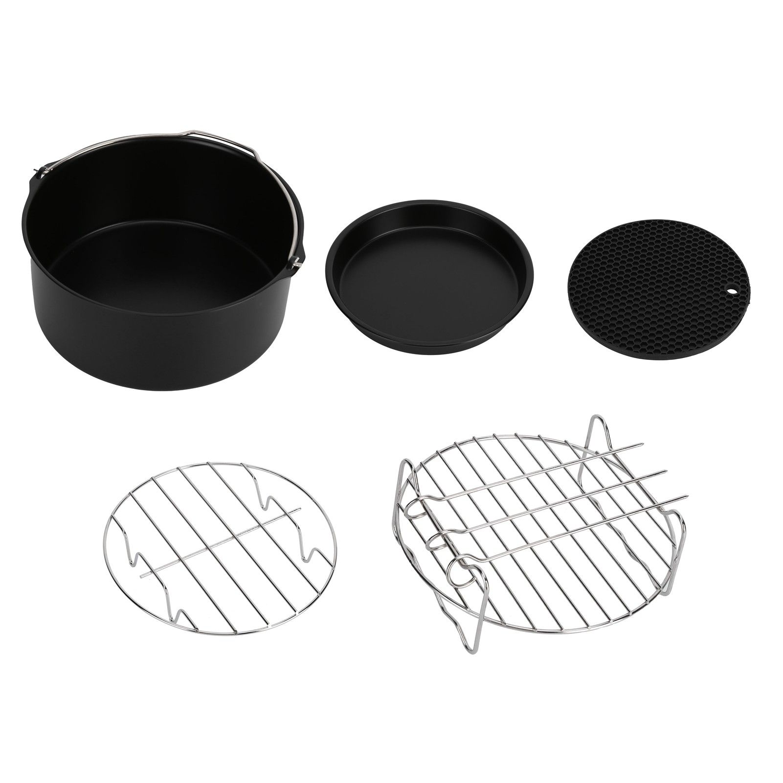 Fryer Accessories Pizza Pan Cake Pan Silicone Pad Skewers Grill Rack Baking Tray for 7in Fryer - Image 1