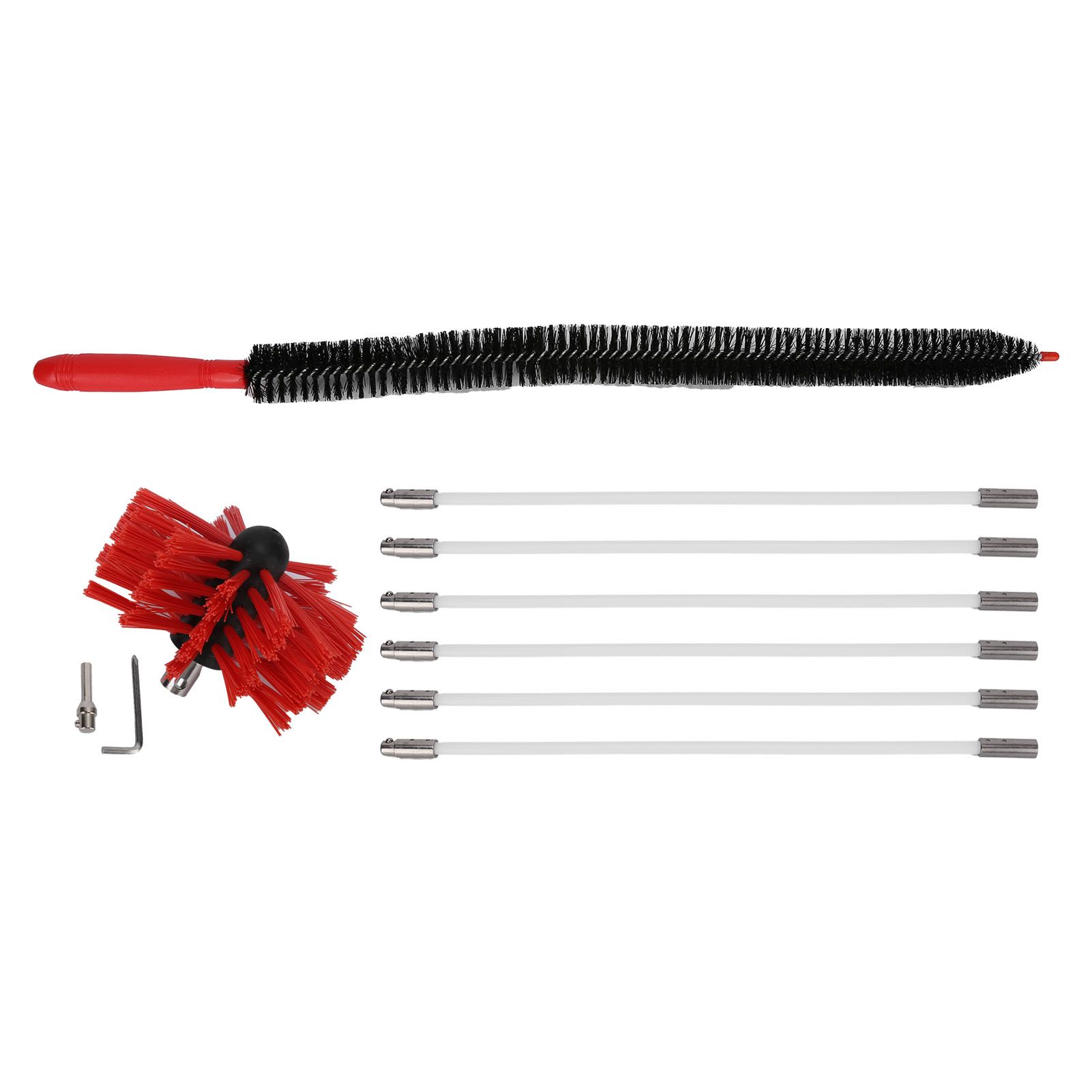 Chimney Brush Press Type Durable Nylon Soft Durable Small Size Inner Wall Cleaning Brush(Black New 410mmx 6 Rod A HEX Pole) - Image 2