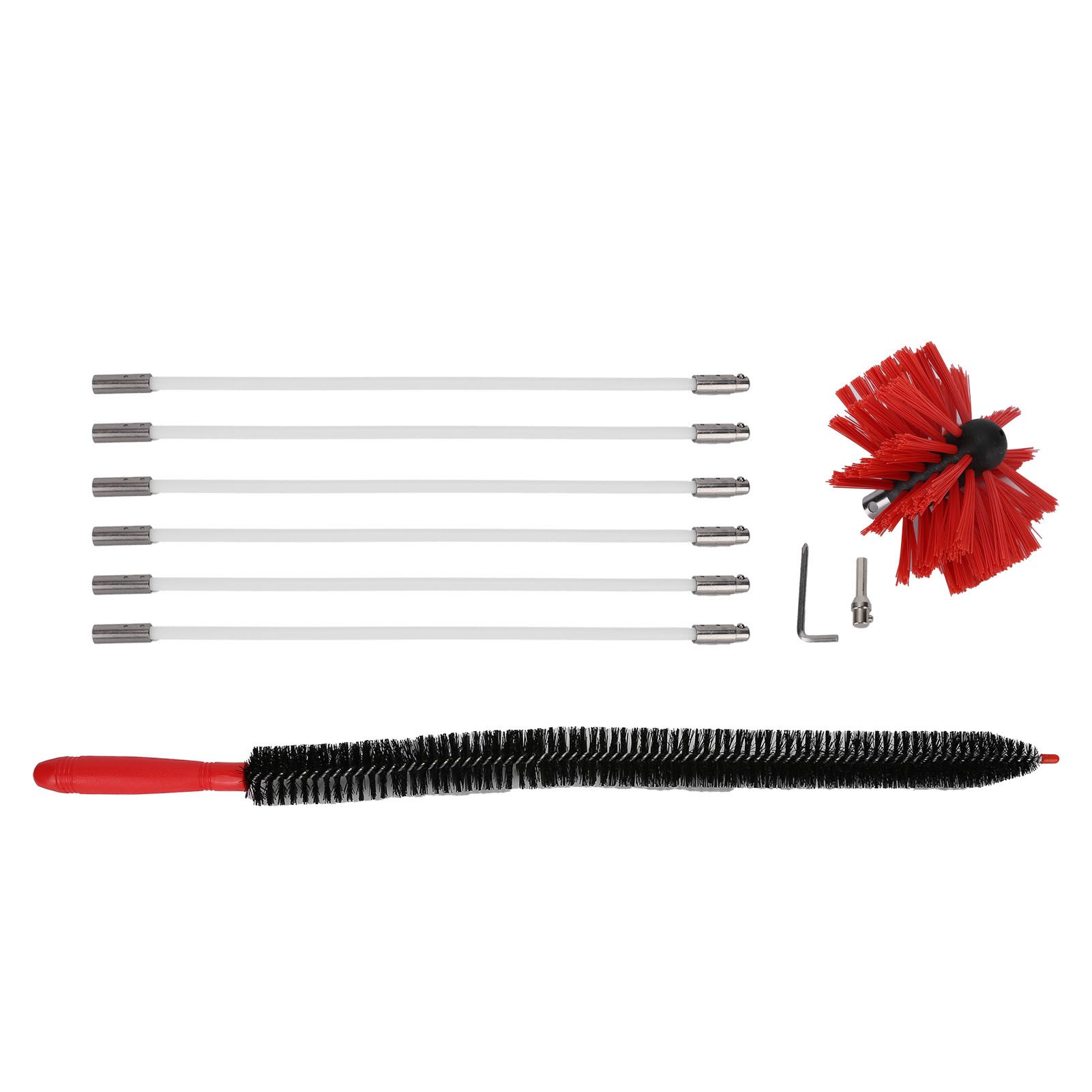 Chimney Brush Press Type Durable Nylon Soft Durable Small Size Inner Wall Cleaning Brush(Black New 410mmx 6 Rod A HEX Pole) - Image 3