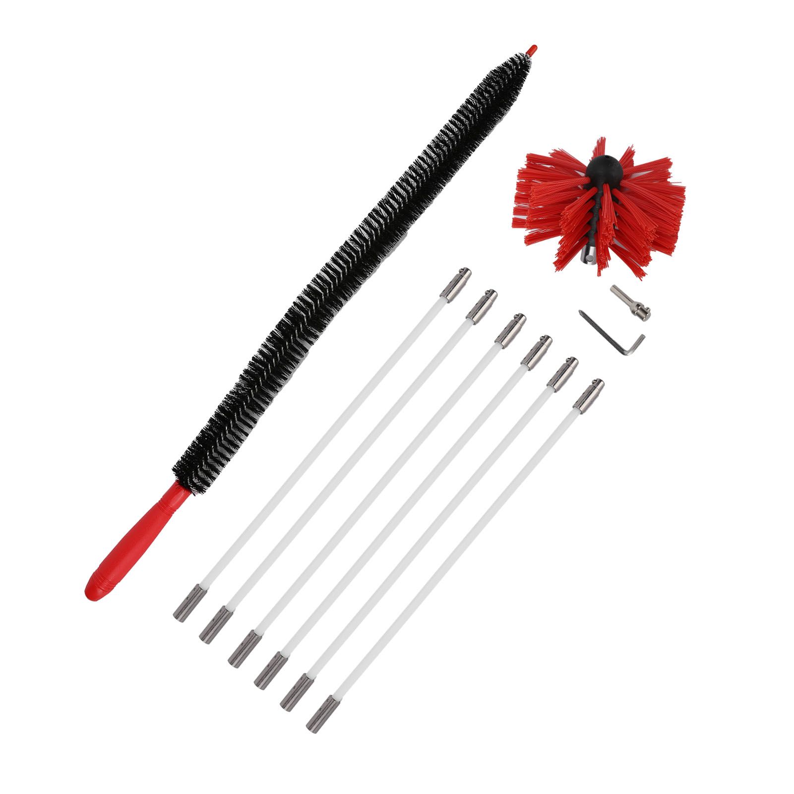 Chimney Brush Press Type Durable Nylon Soft Durable Small Size Inner Wall Cleaning Brush(Black New 410mmx 6 Rod A HEX Pole) - Image 4