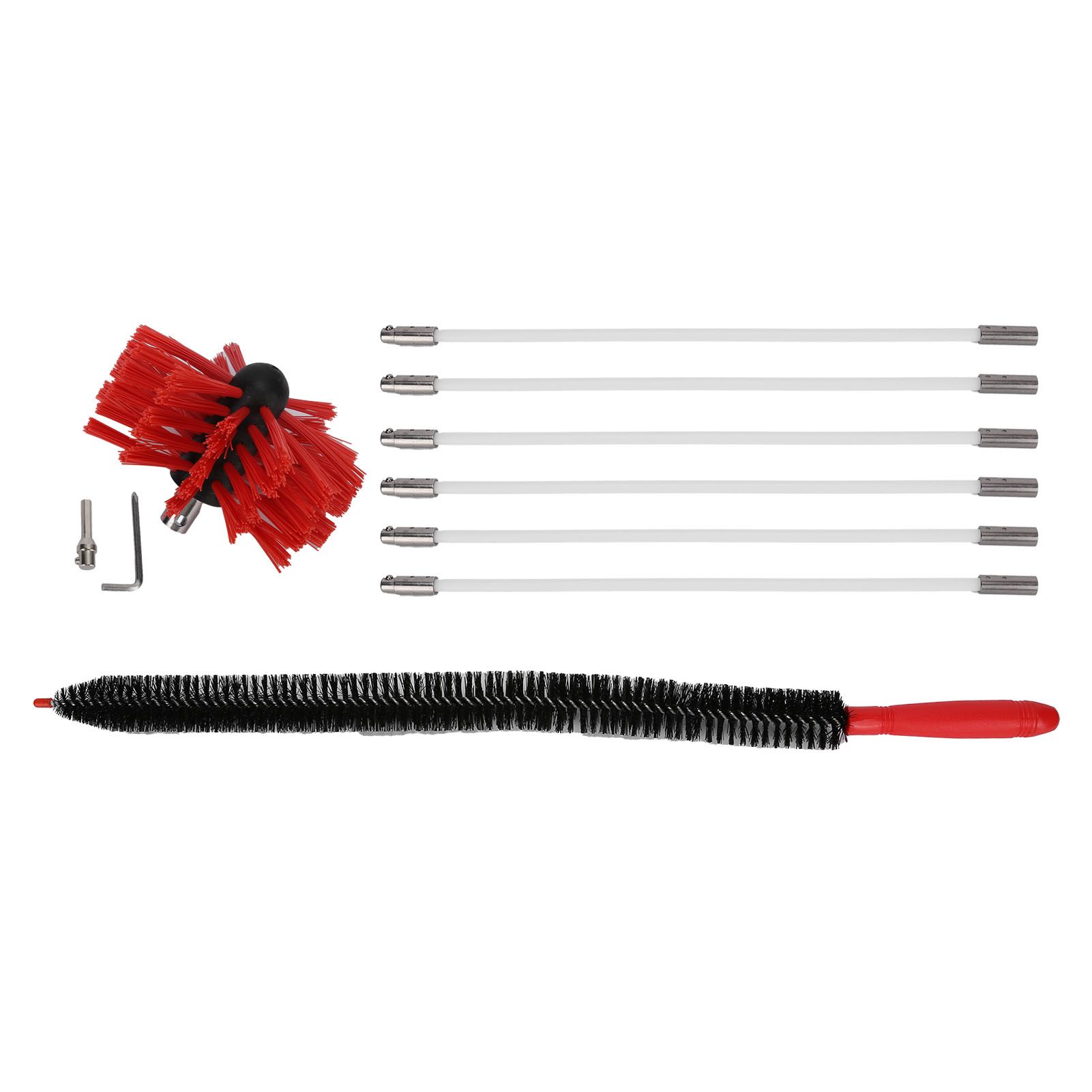 Chimney Brush Press Type Durable Nylon Soft Durable Small Size Inner Wall Cleaning Brush(Black New 410mmx 6 Rod A HEX Pole) - Image 5