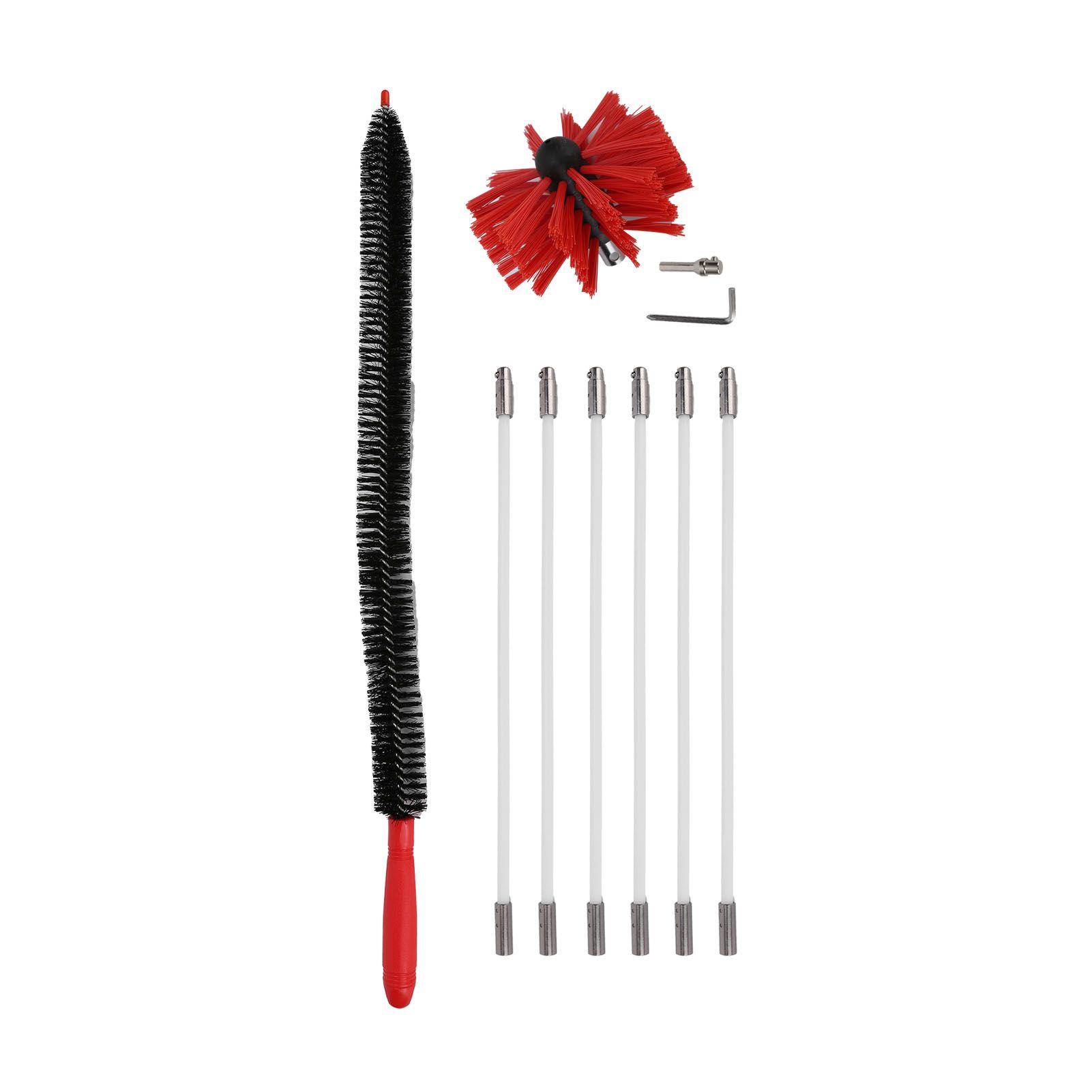 Chimney Brush Press Type Durable Nylon Soft Durable Small Size Inner Wall Cleaning Brush(Black New 410mmx 6 Rod A HEX Pole) - Image 6